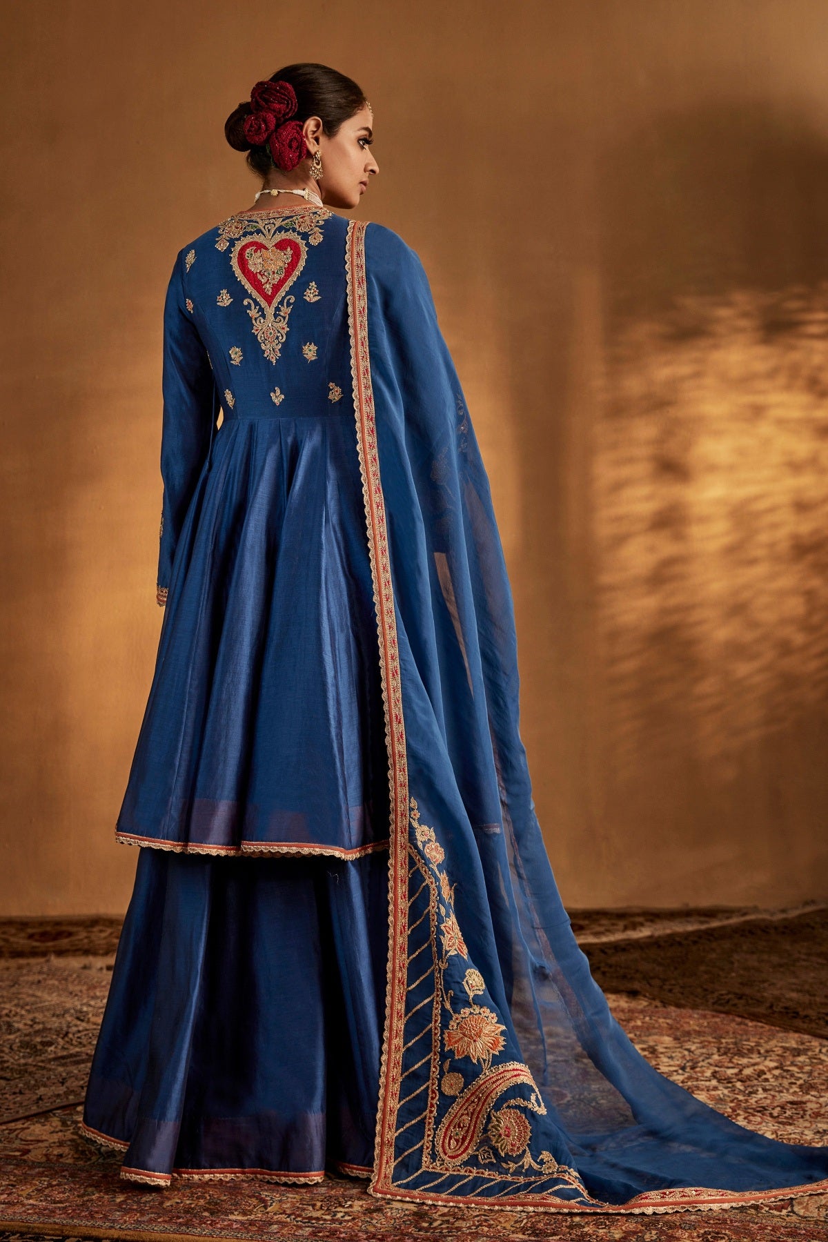 Lapis Blue Silk Sharara Set