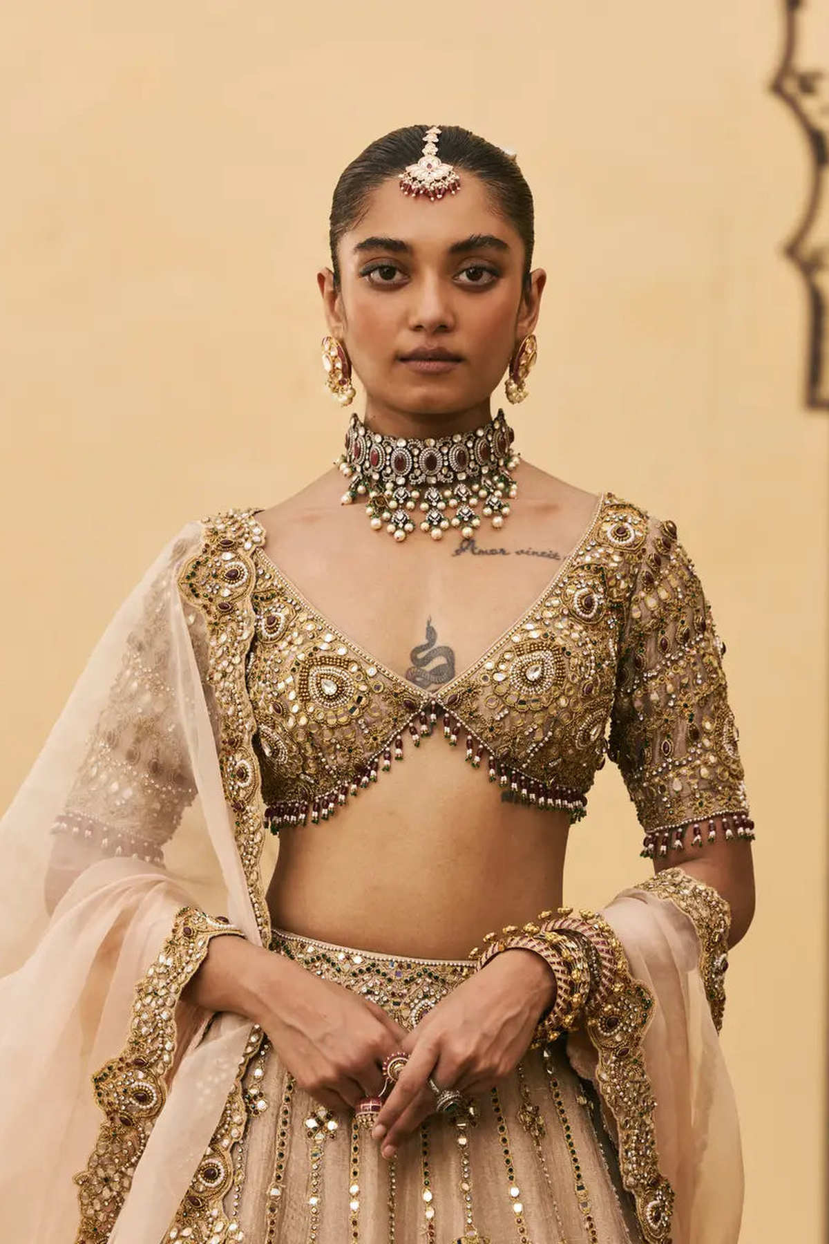 Maang Tika Tissue Lehenga Set