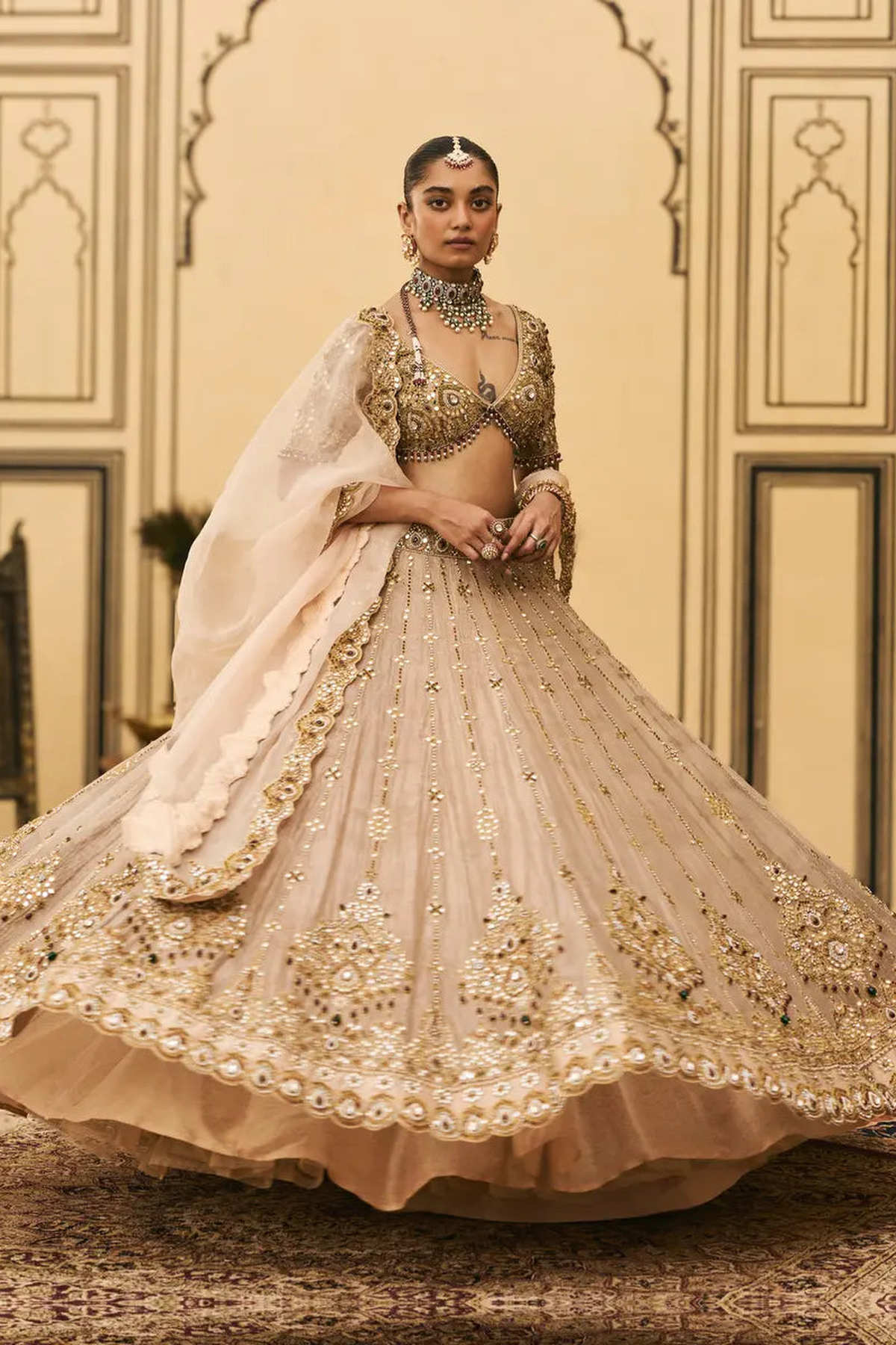 Maang Tika Tissue Lehenga Set