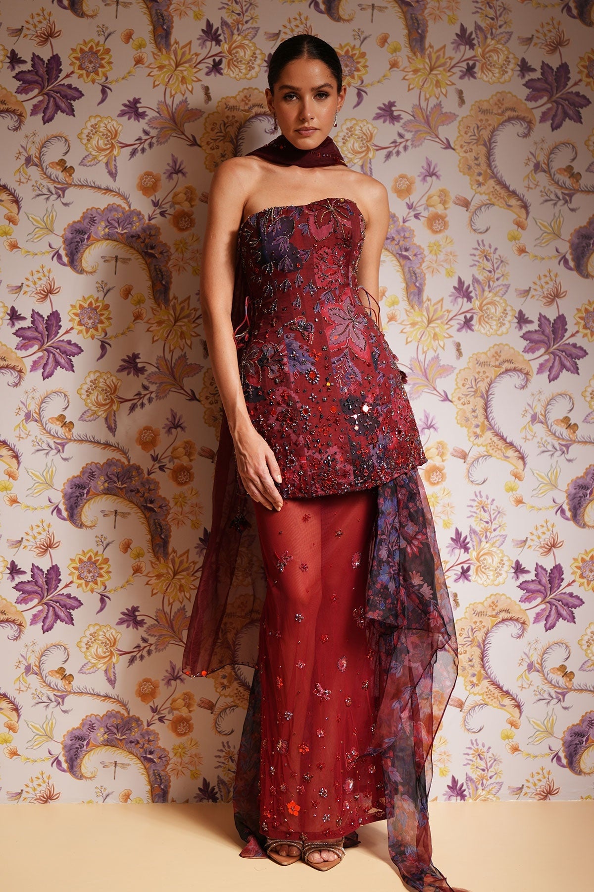 Nazma Embroidered Draped Skirt Set