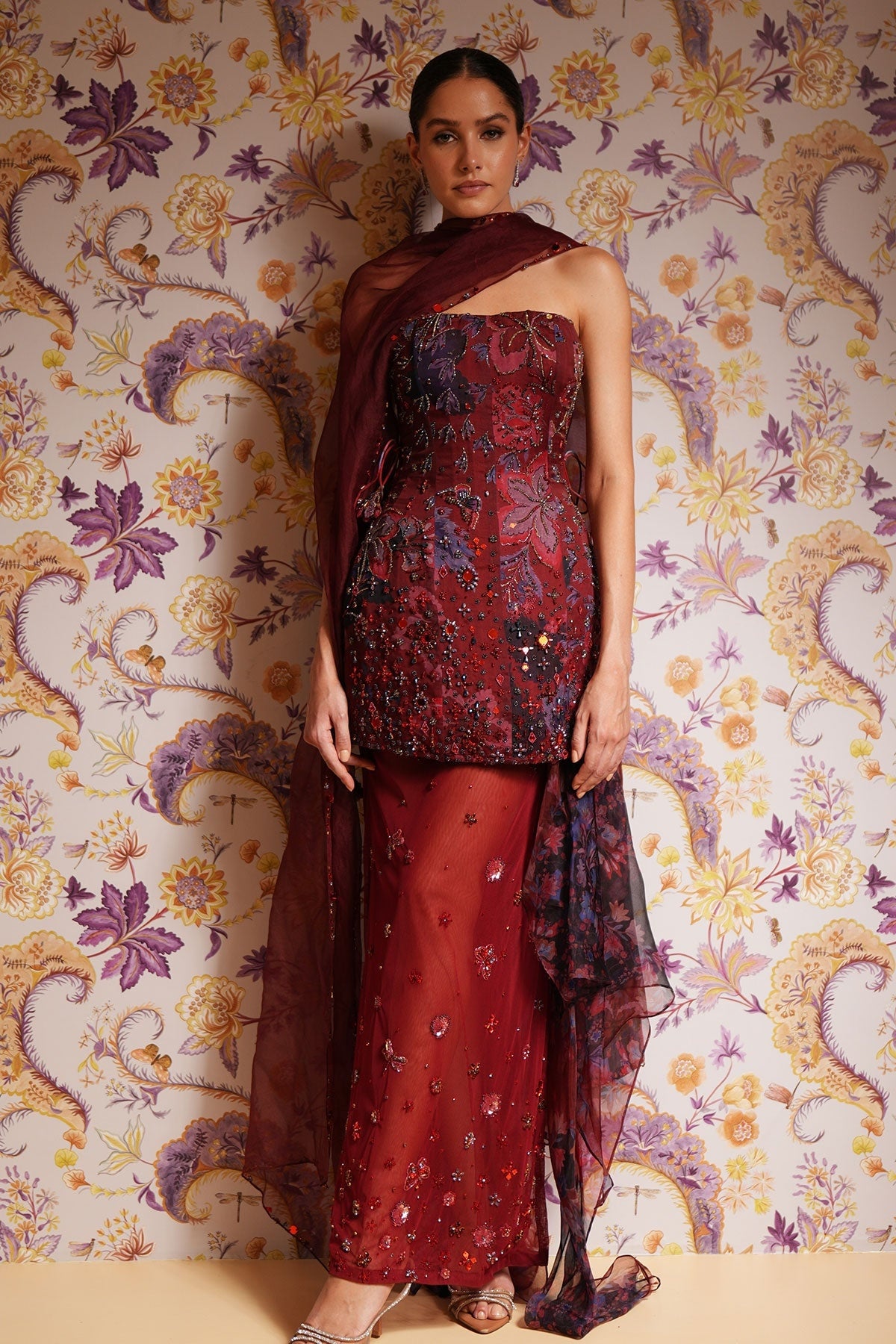 Nazma Embroidered Draped Skirt Set
