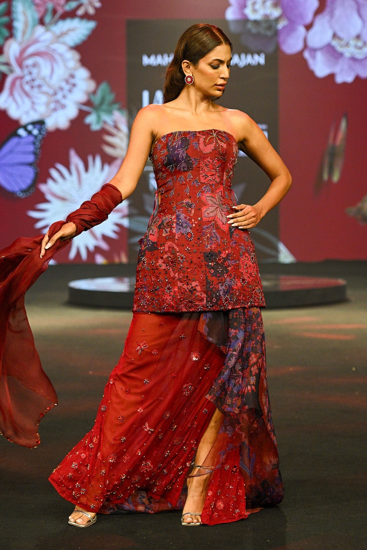 Nazma Embroidered Draped Skirt Set