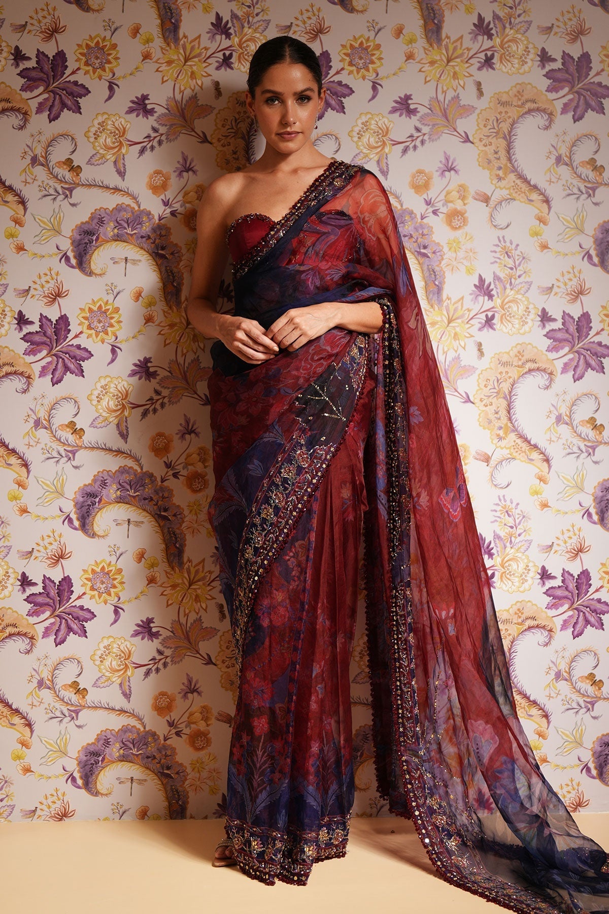 Aziza Embroidered Pre-Draped Saree