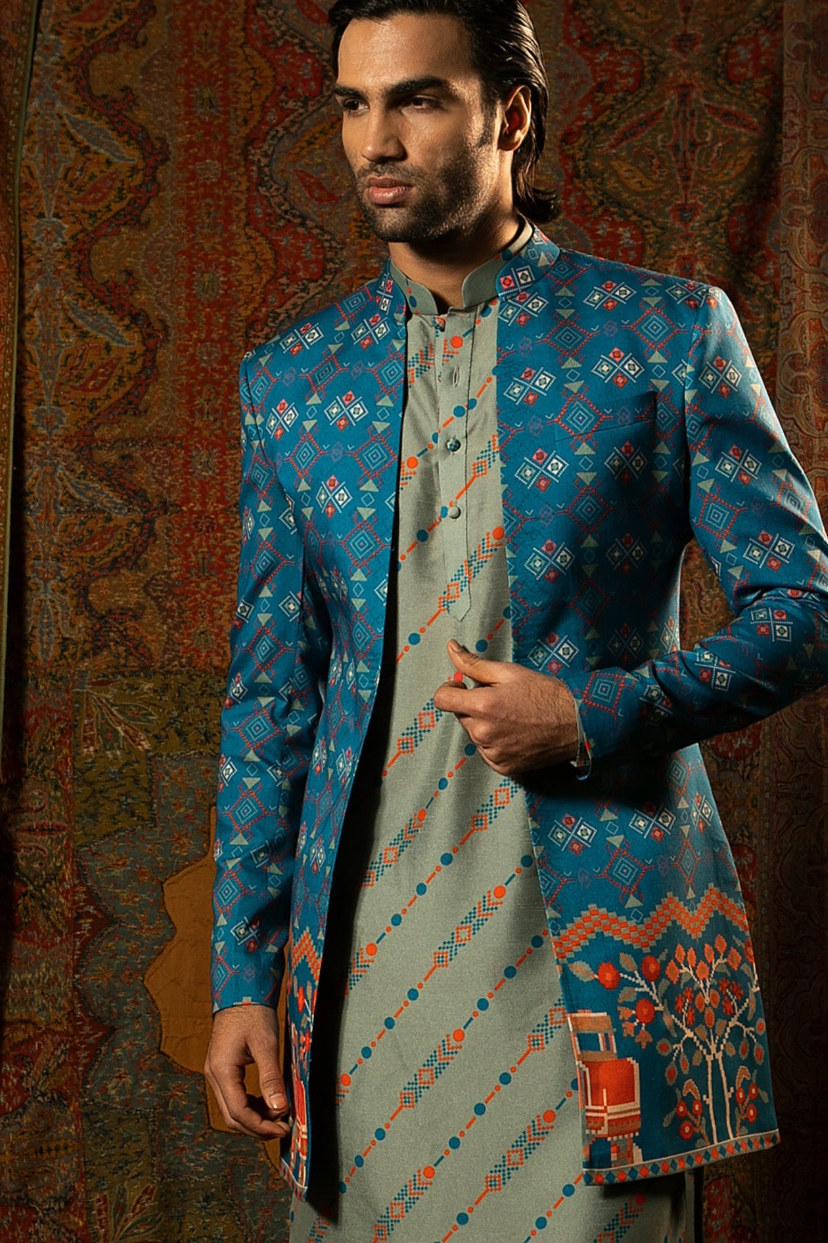 Martaba Kurta and Churridar with Indo Western Bandhi