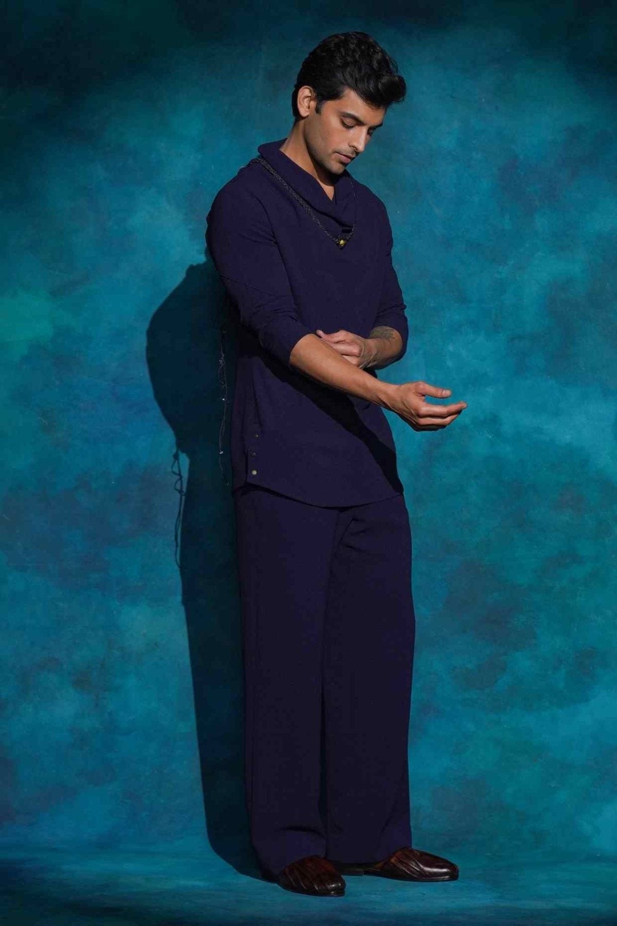 MIDNIGHT BLUE COWL KURTA SET
