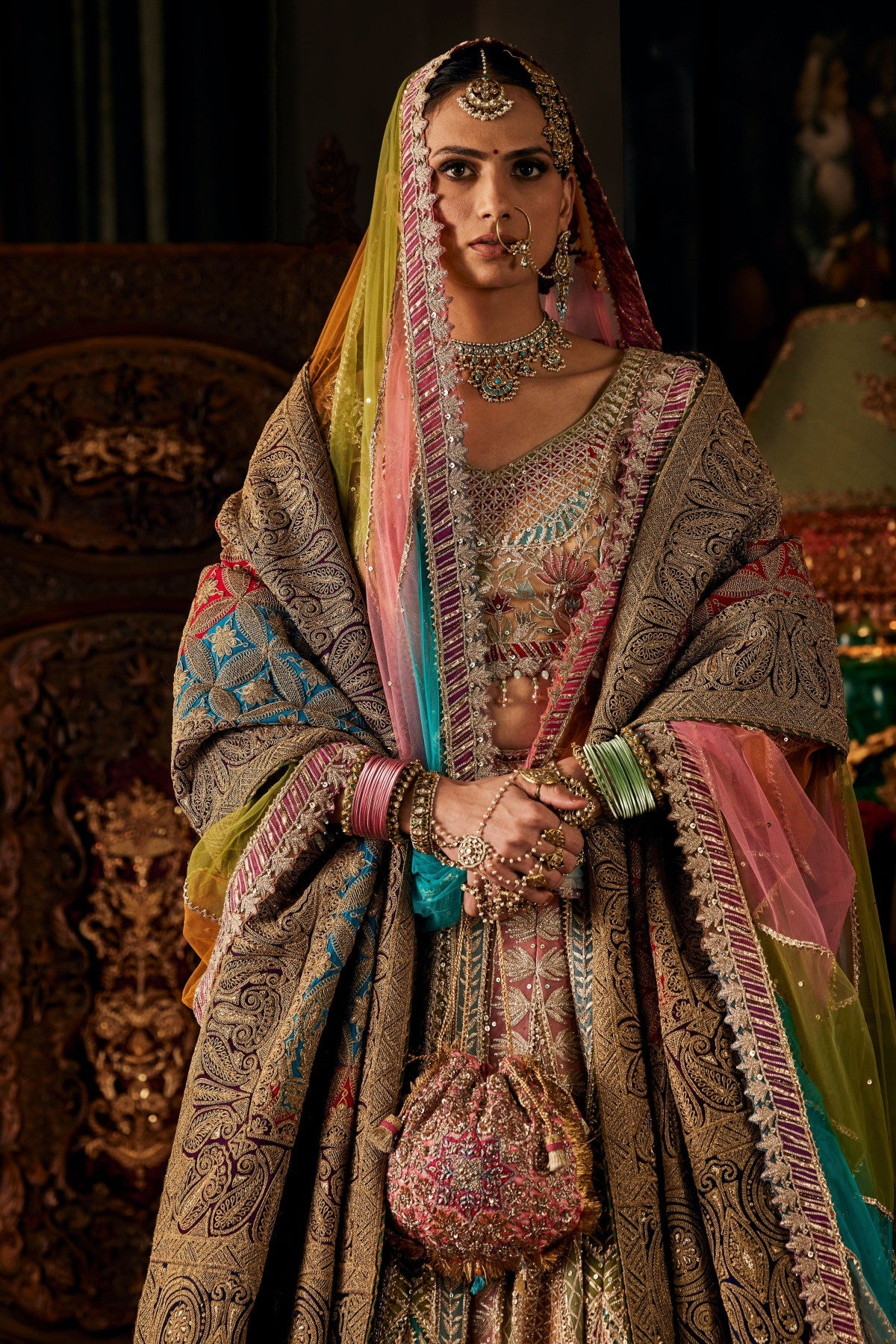 Multi Hued Tulle Lehenga