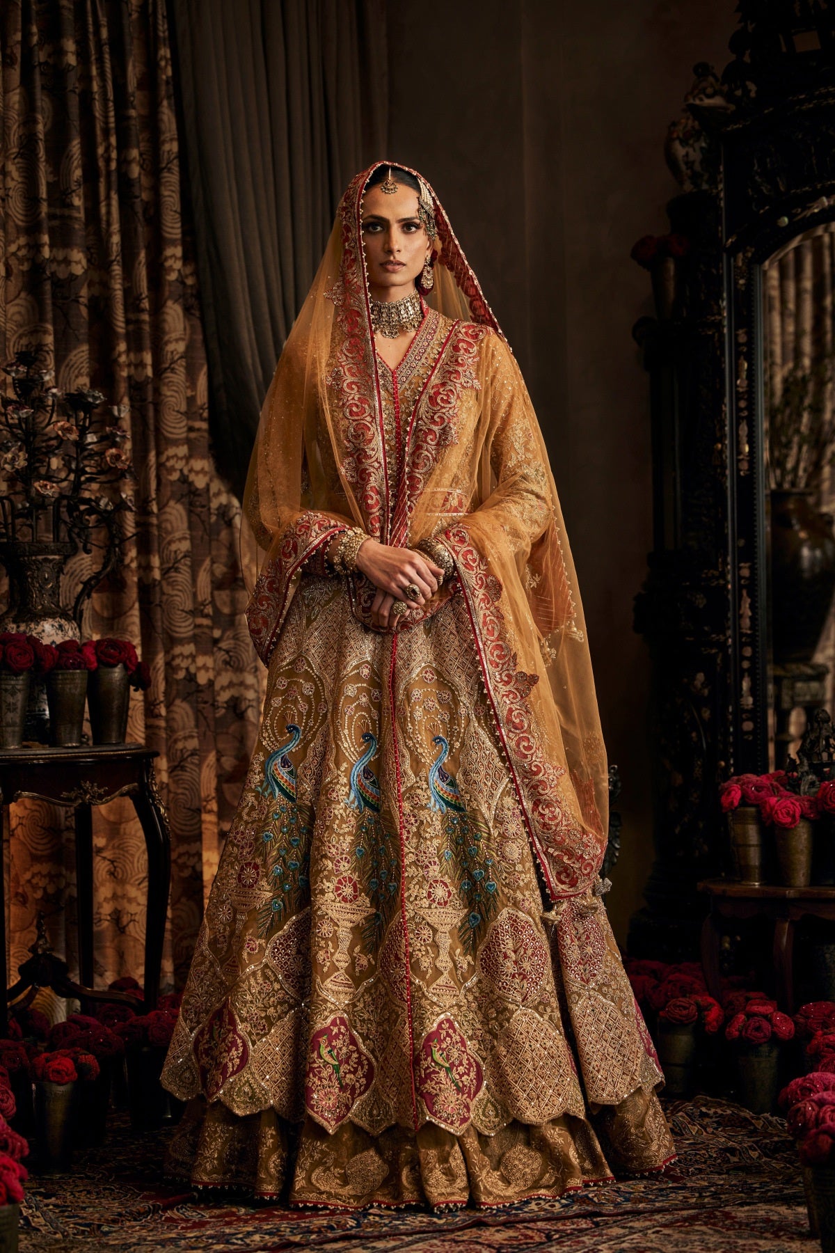 Mustard Gold Kalidar Jacket Lehenga
