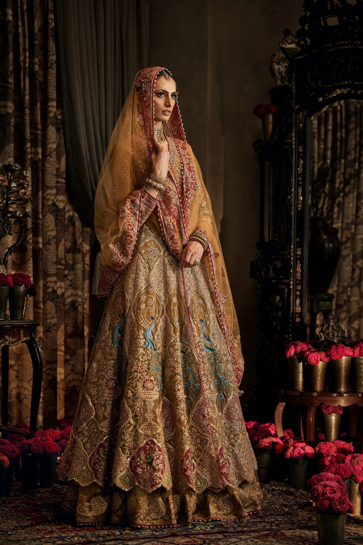 Mustard Gold Kalidar Jacket Lehenga