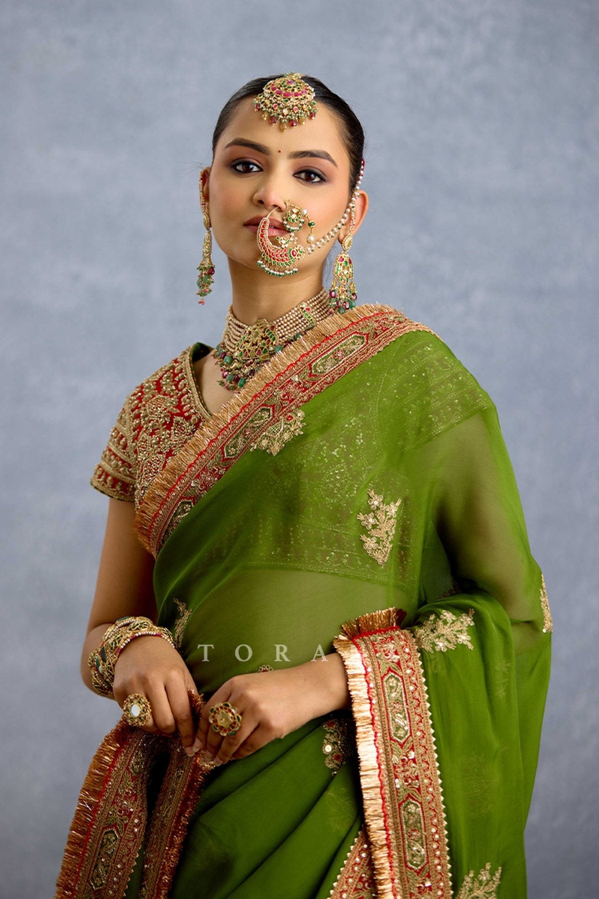 Nauhari Sabz Mumtaz Saree