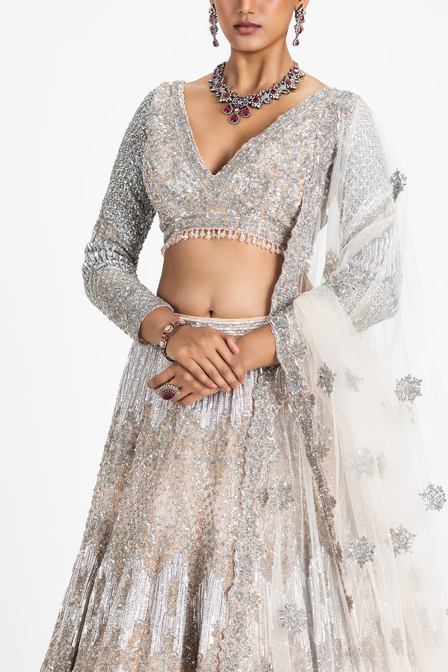 Blush Net Lehenga