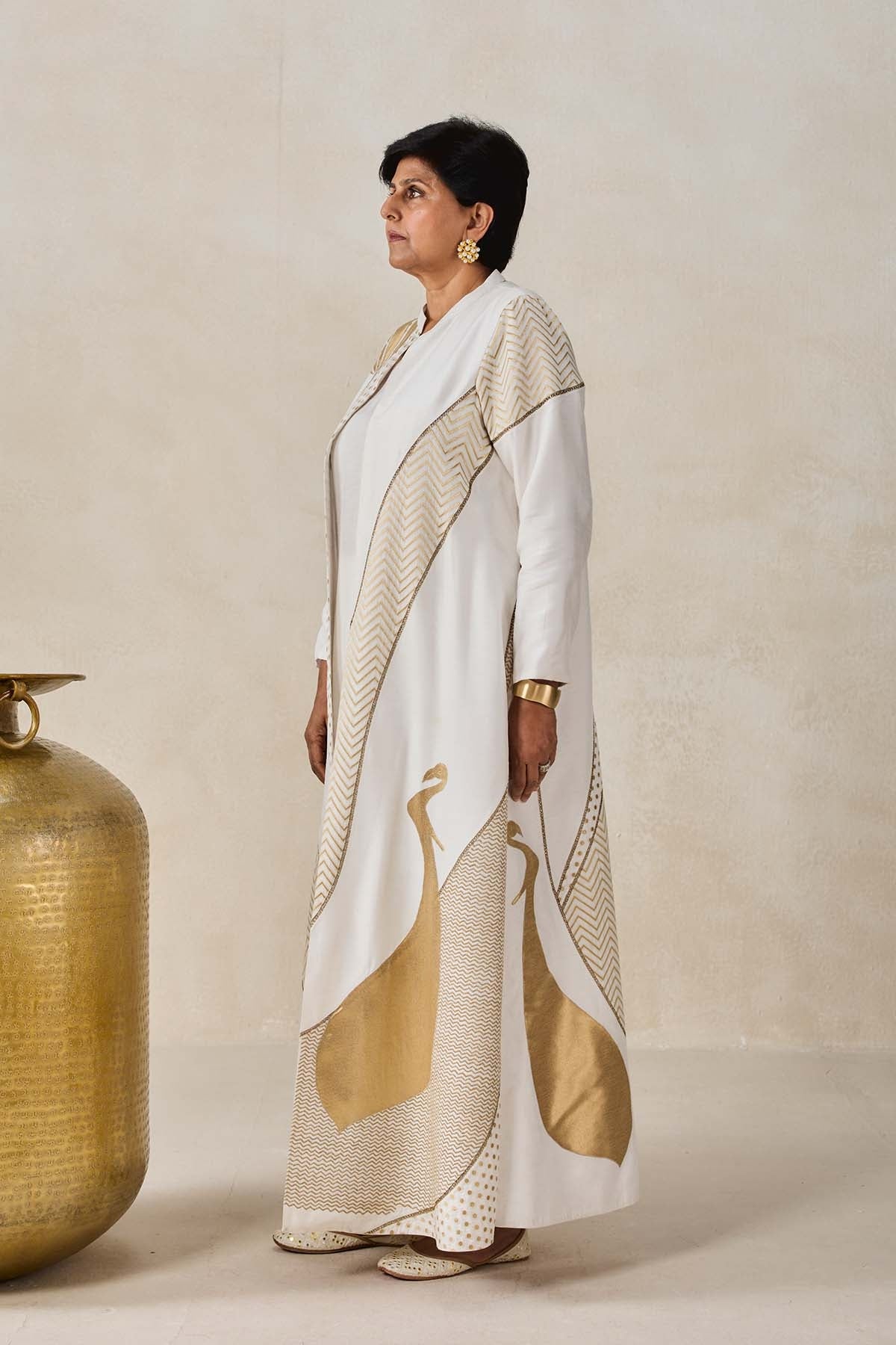 Chanderi Long Jacket Style Kurta With Pant Set