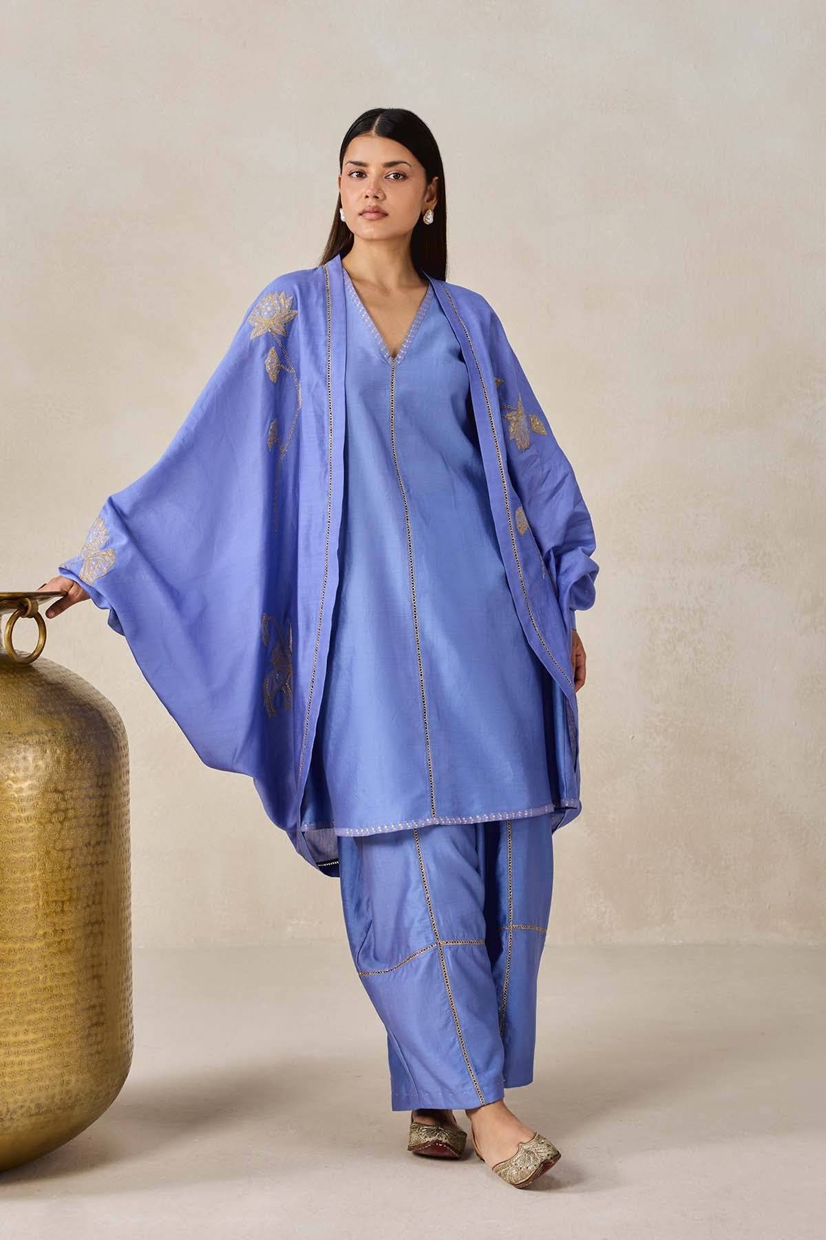 Chanderi Jacket Style Kurta With Salwar Set