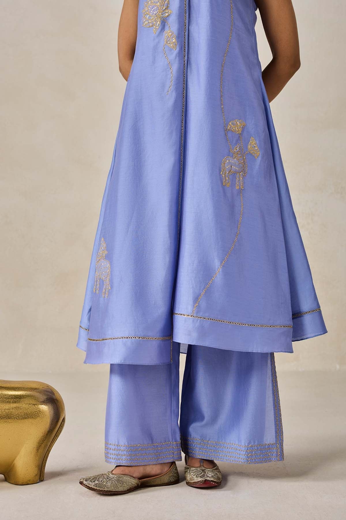 Chanderi Applique work Kurta With Pant Set