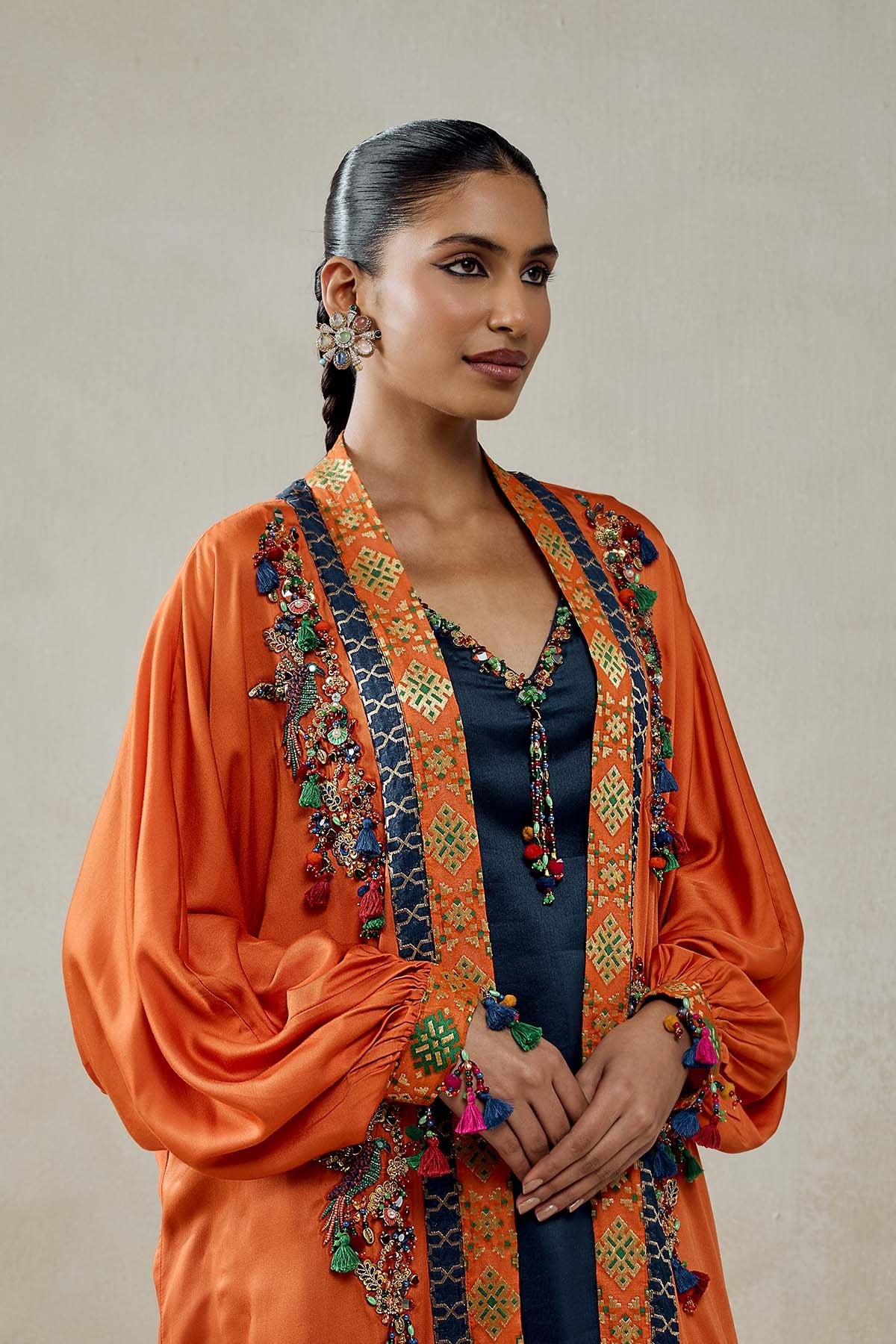 Orange Modal Silk Cape With Patola Silk Salwar set