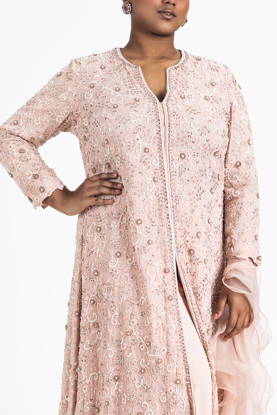 Blush Pink Jacket Sharara Set