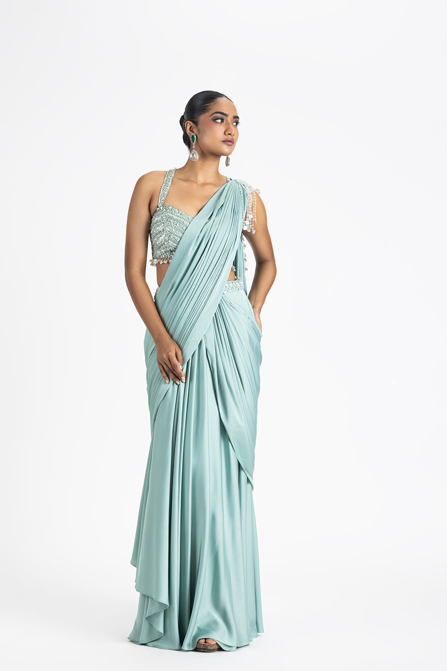 Jade Green Draped Saree