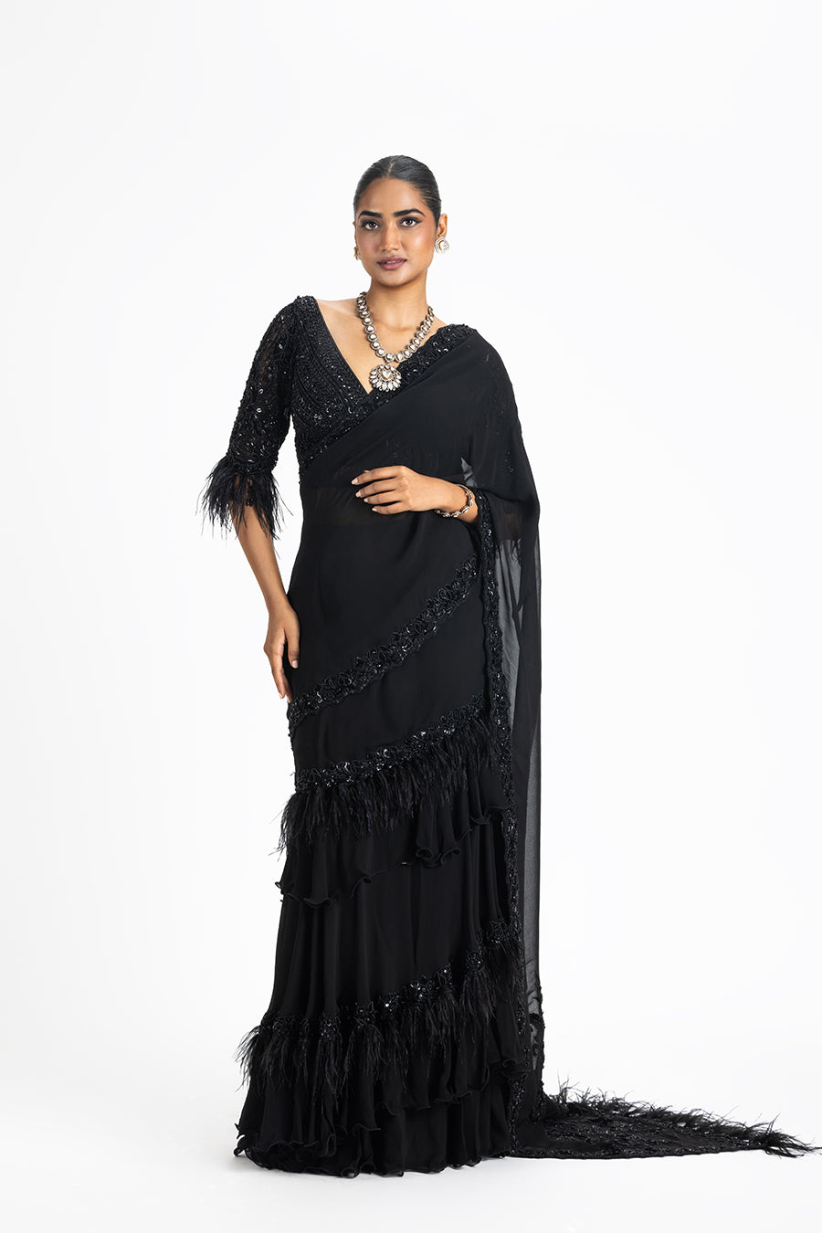 Black Georgette Draped Saree