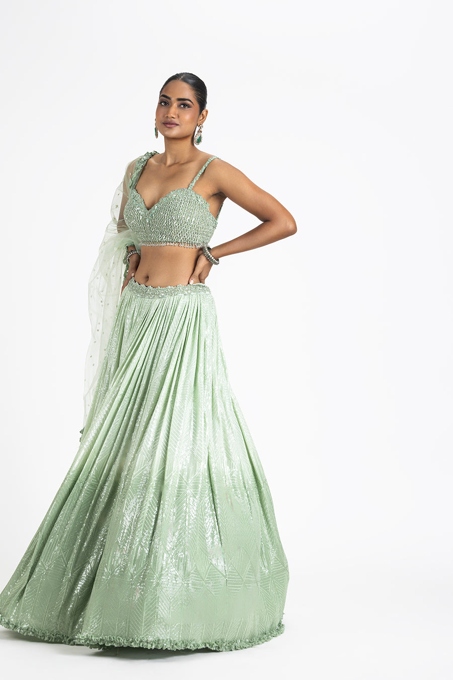 Jade Green Ombre Lehenga Set