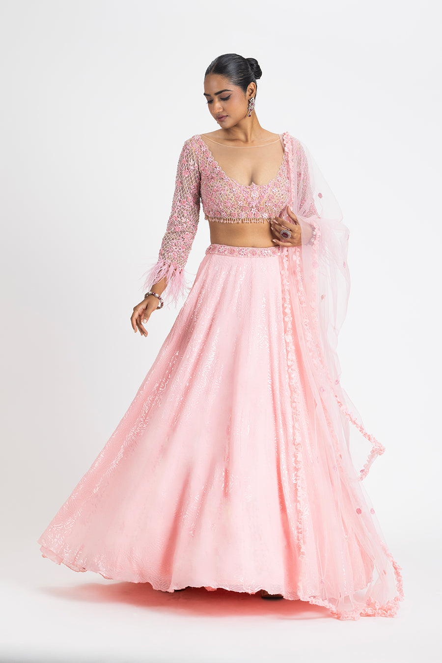 Baby Pink Georgette Lehenga Set