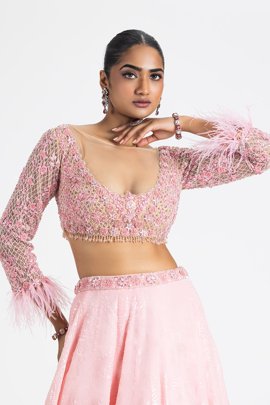 Baby Pink Georgette Lehenga Set