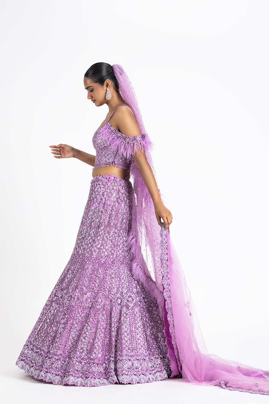 Lavender Fishtail Lehenga Set