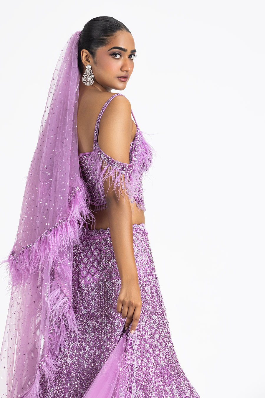 Lavender Fishtail Lehenga Set