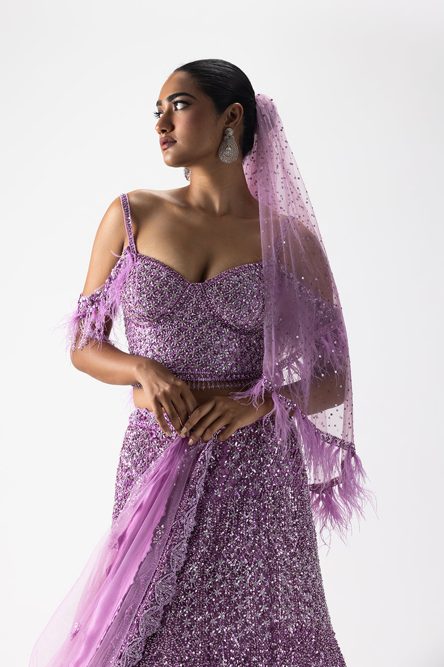 Lavender Fishtail Lehenga Set