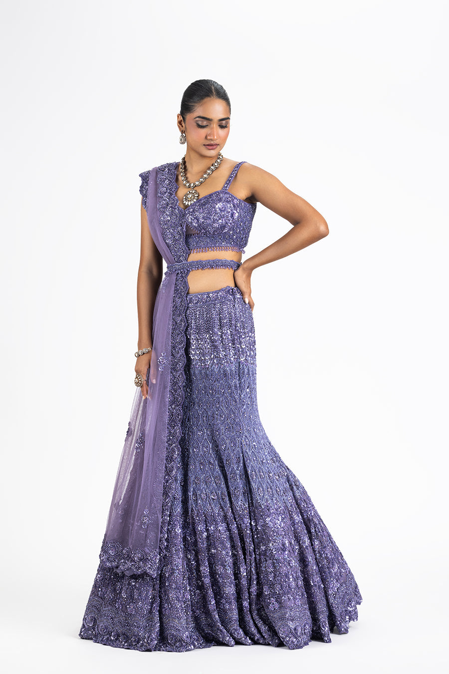 Lilac Fishtail Lehenga Set