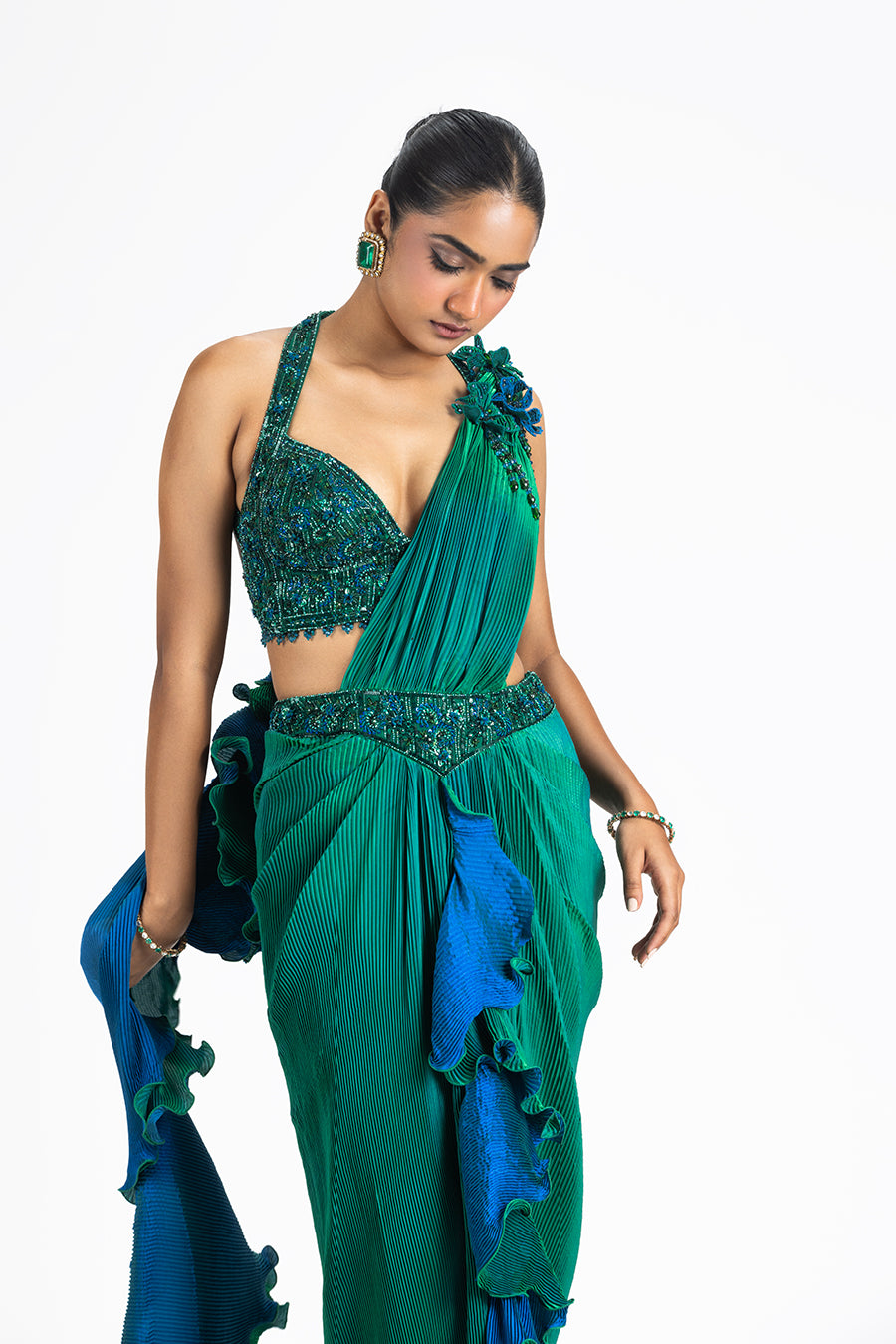 Green Blue Reversable Saree