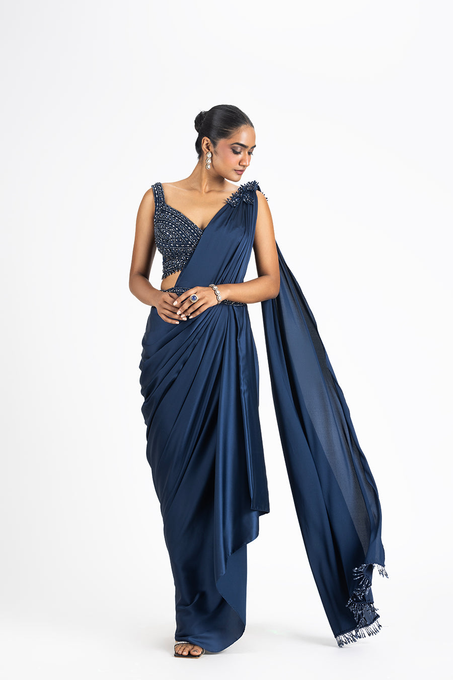 Satin Draped Saree