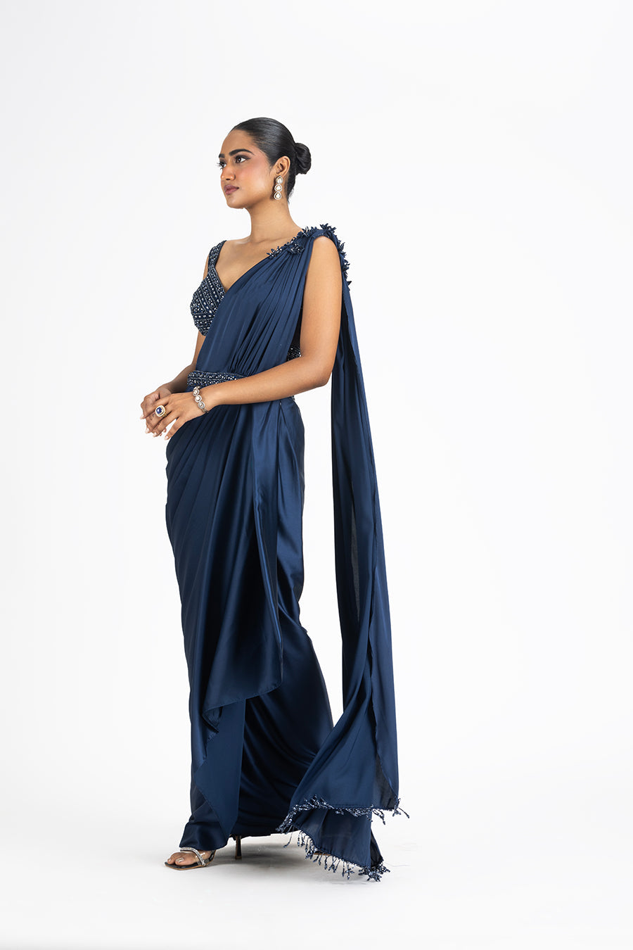 Satin Draped Saree