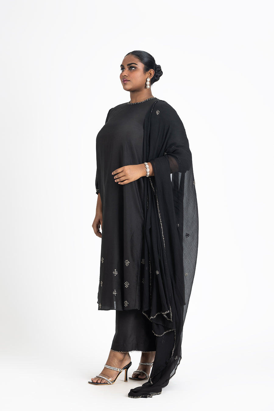 Black Chanderi Kurta Palazzo Set