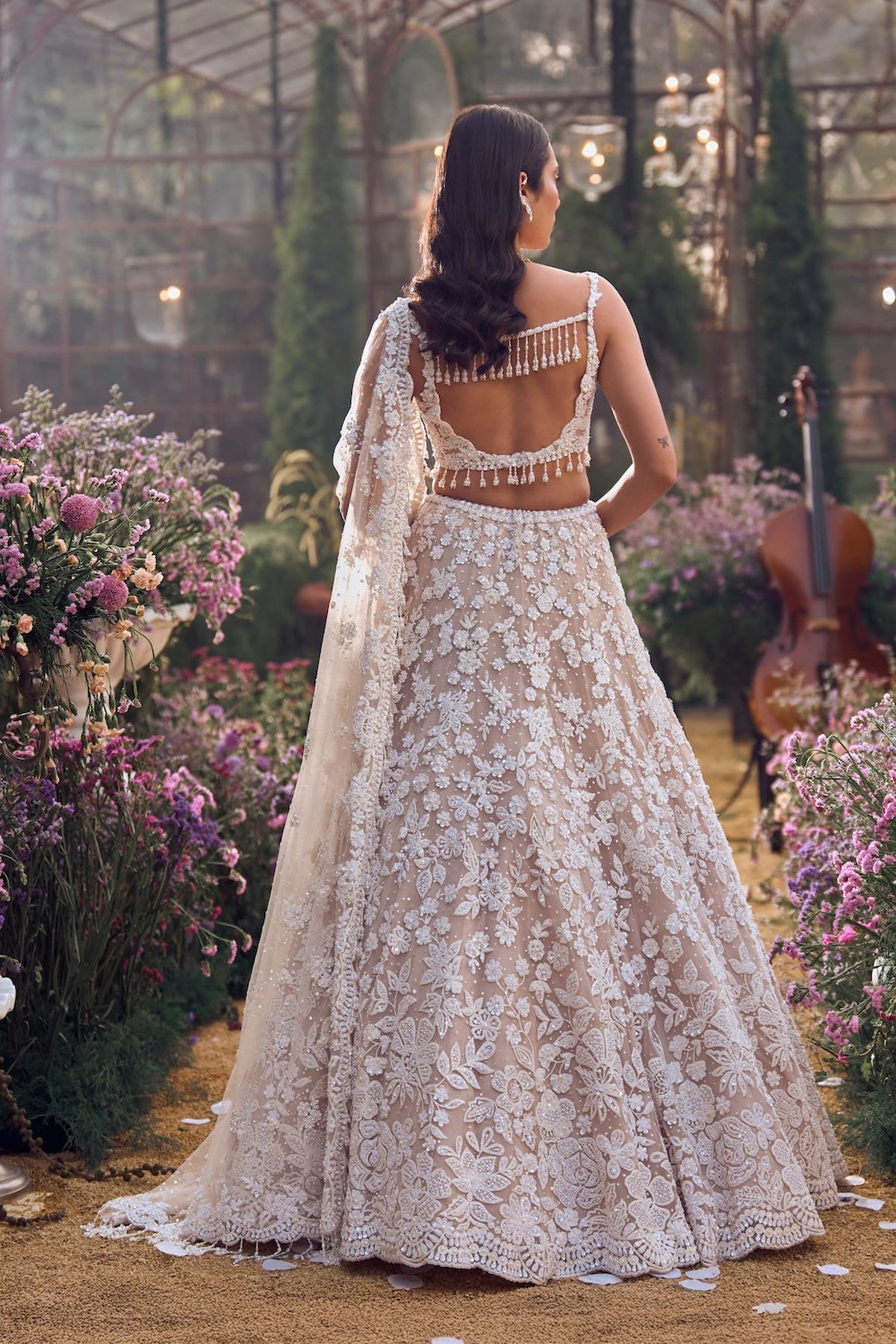 Nude Floral Lehenga Set