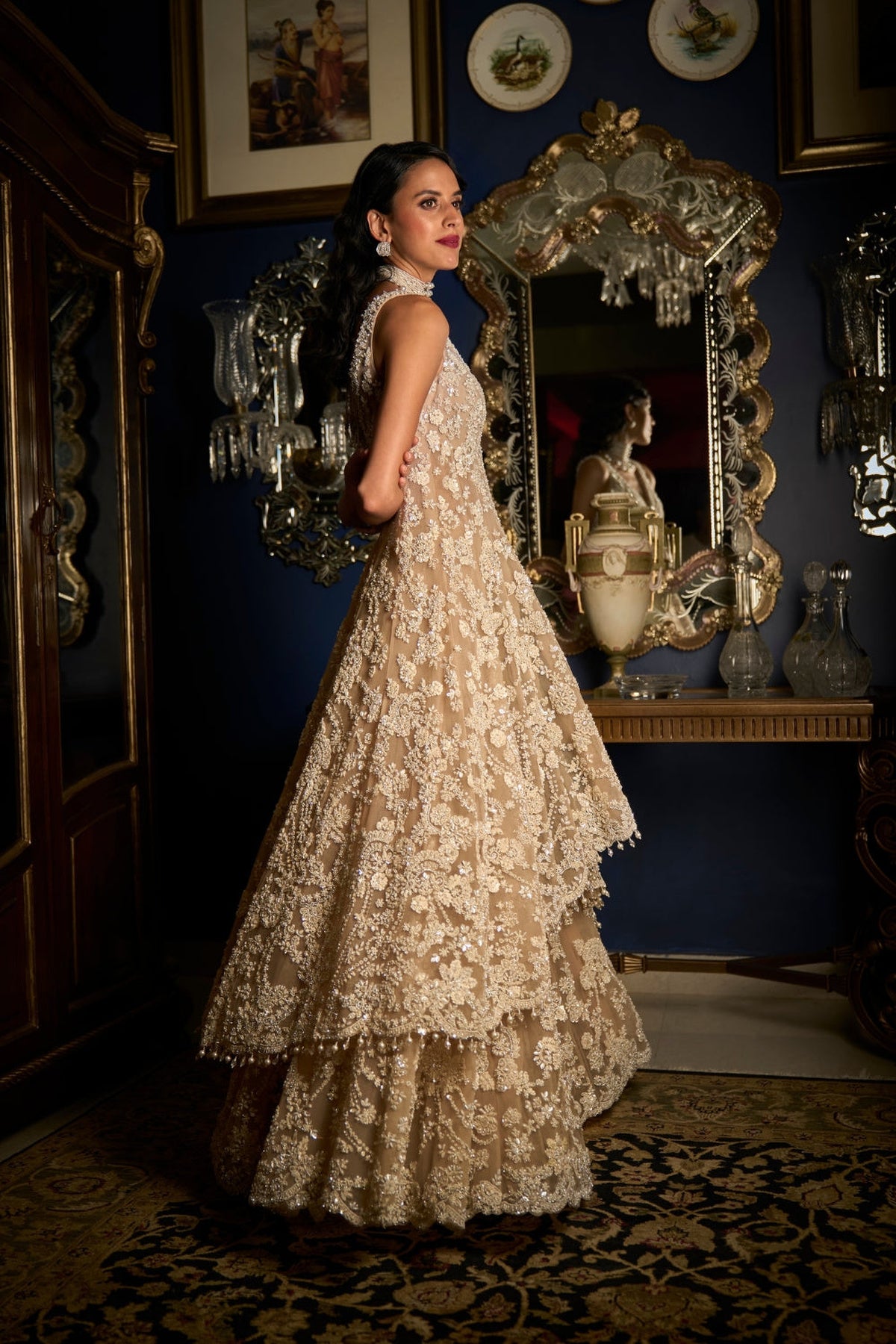 Nude High-Low Sharara Set - Ready To Ship