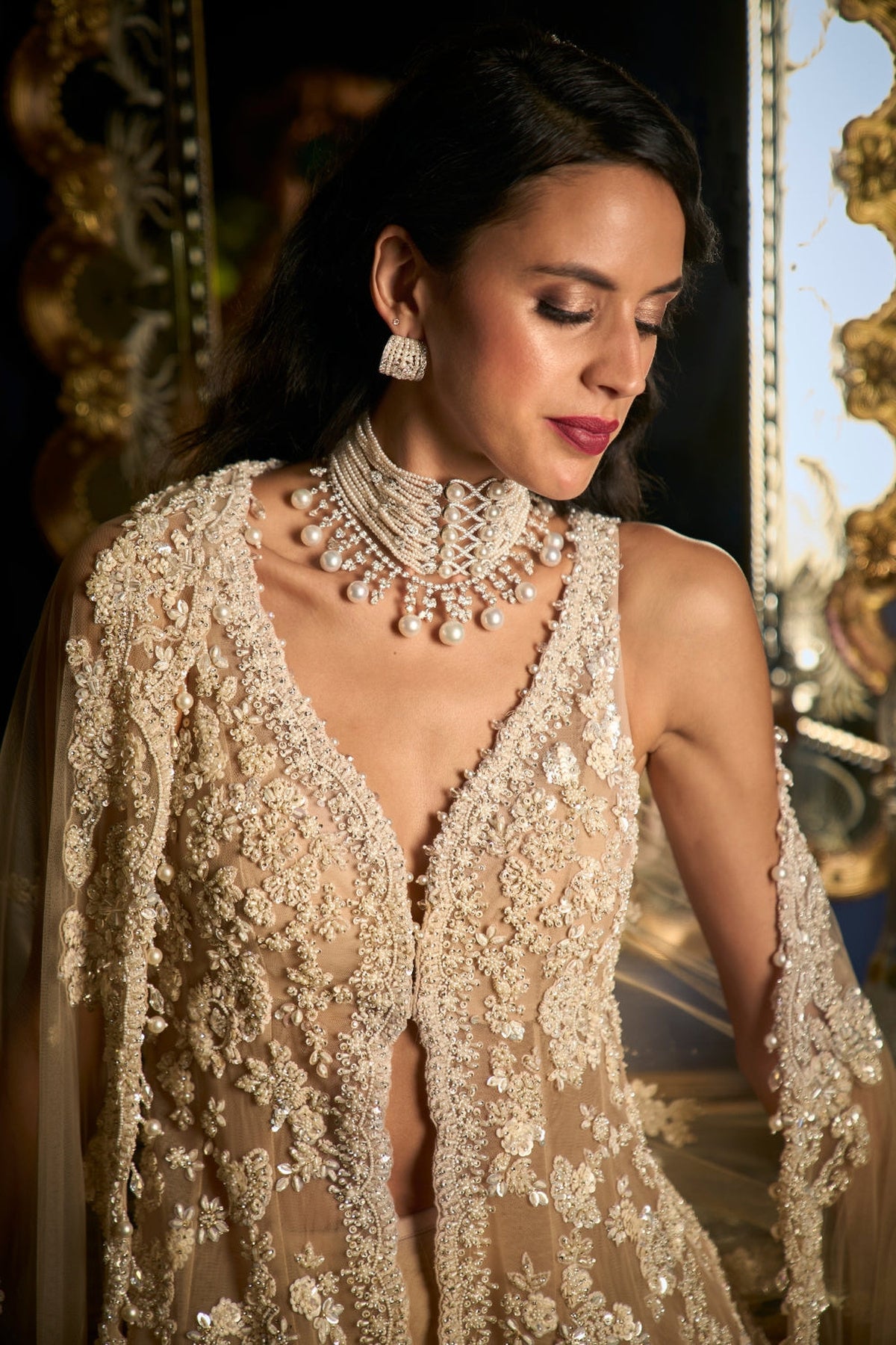 Nude High-Low Sharara Set - Ready To Ship