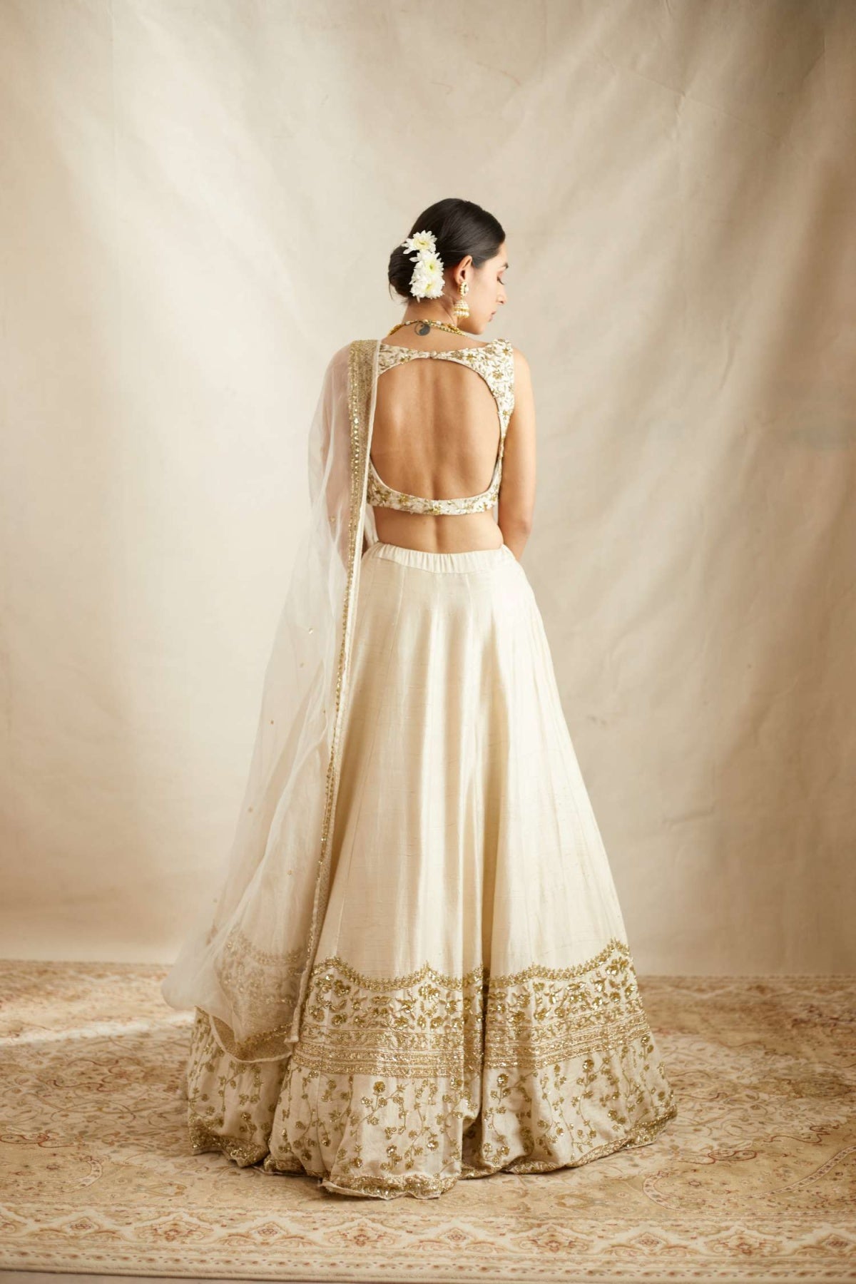 Off White With Gold Work Lehenga Set- Ready To Ship