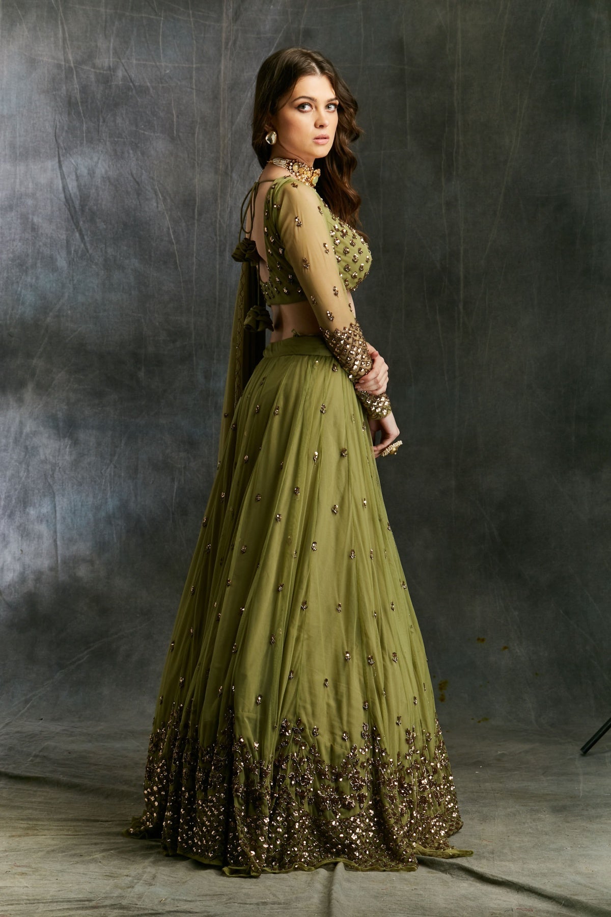 Olive Green Lehenga Set- Ready To Ship