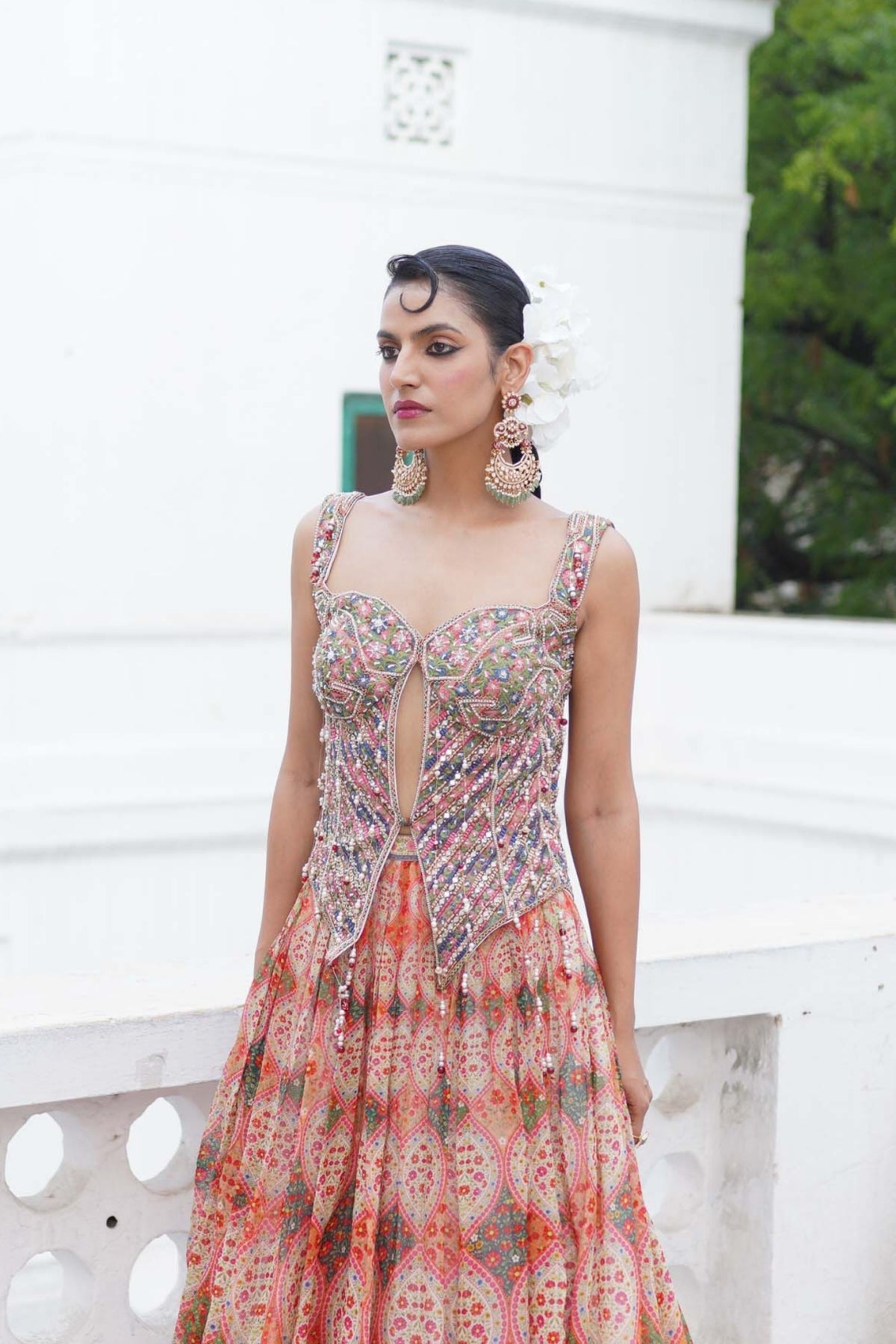 Orange corset skirt set