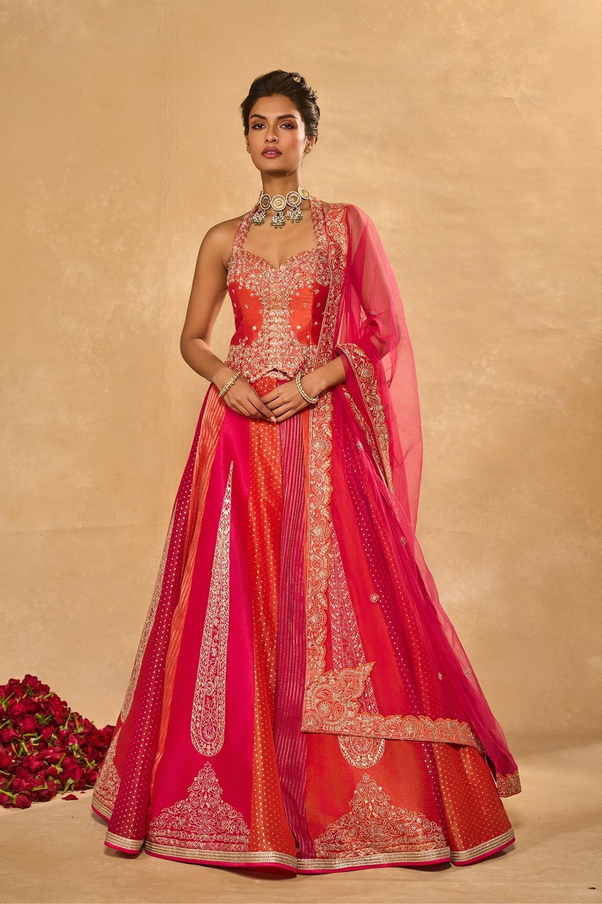 ORANGE NAINA LEHENGA