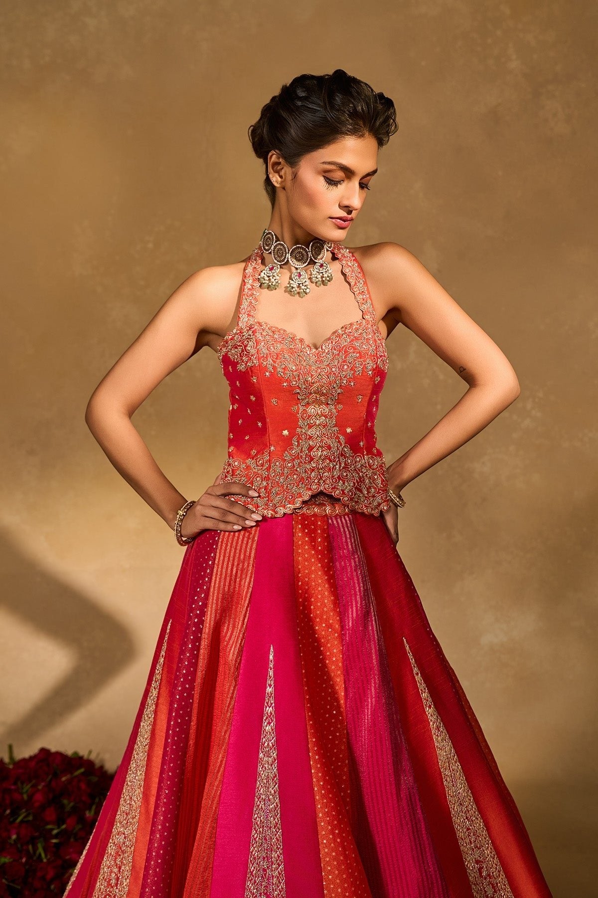 ORANGE NAINA LEHENGA
