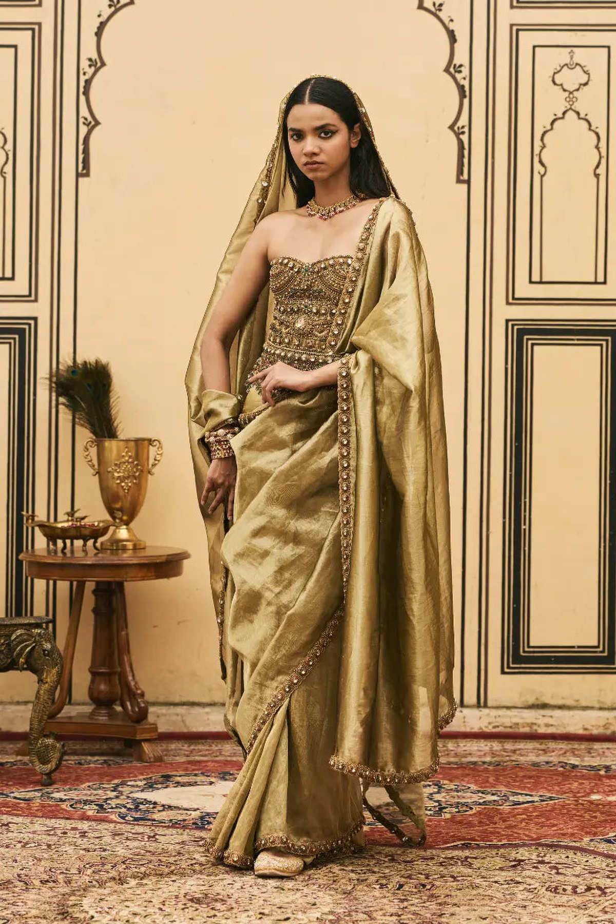 Pallavi Jadaau Corset Saree Set