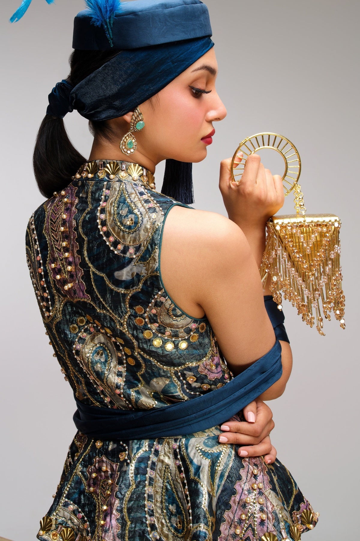 Petrol blue pop paisley - Peplum