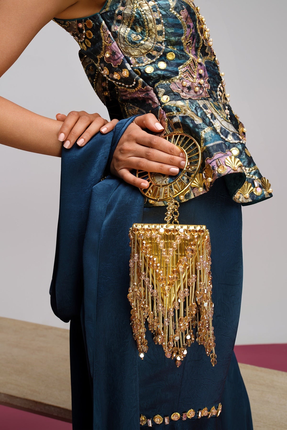 Petrol blue pop paisley - Peplum