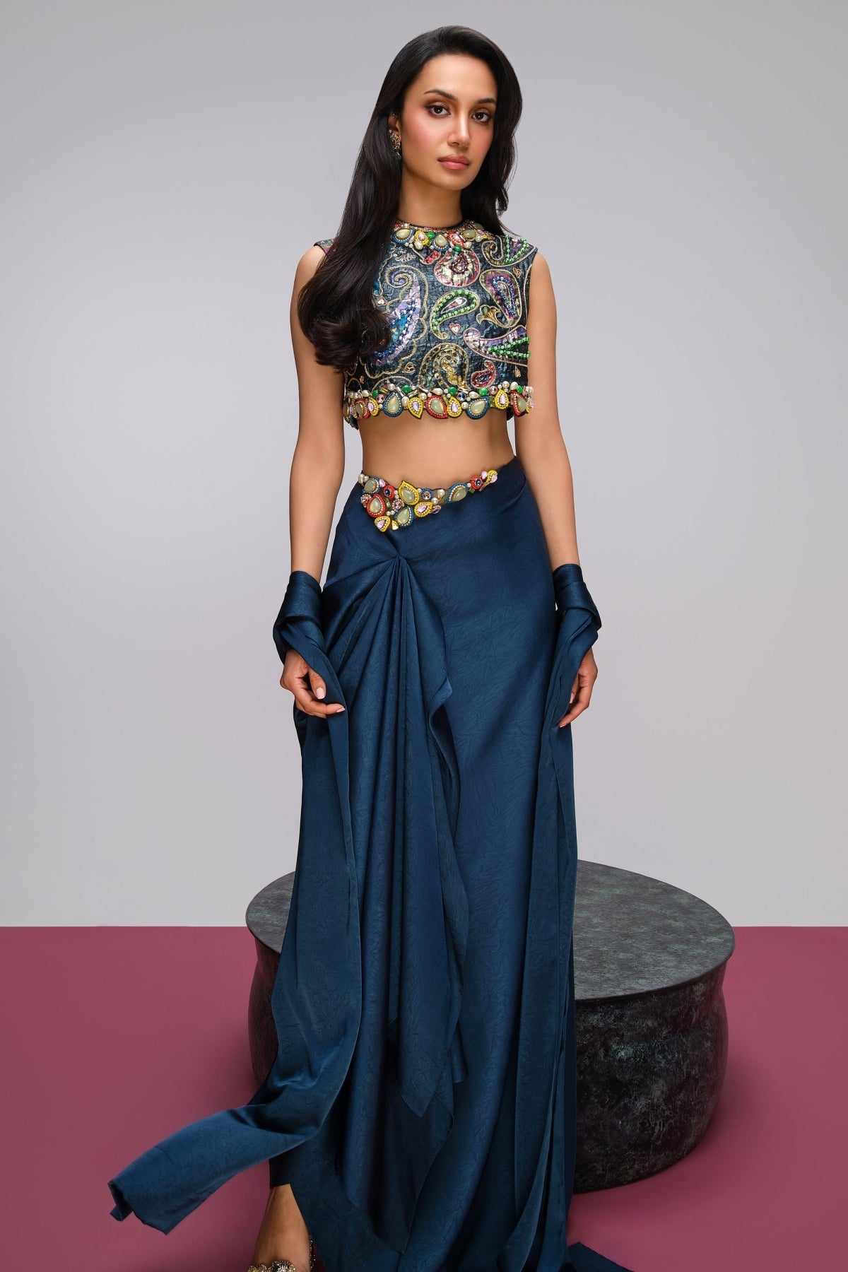 The Jewel Paisley draped skirt