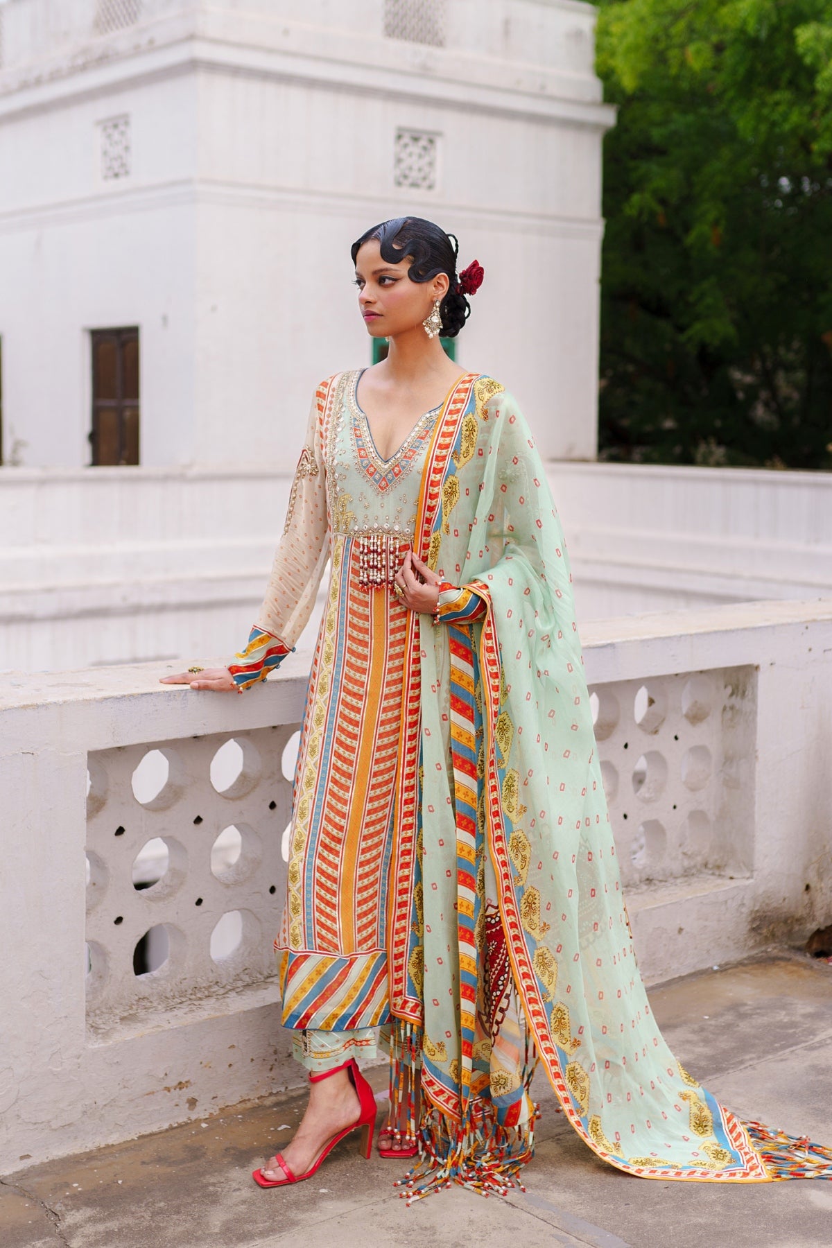 Pista green straight suit with pant set
