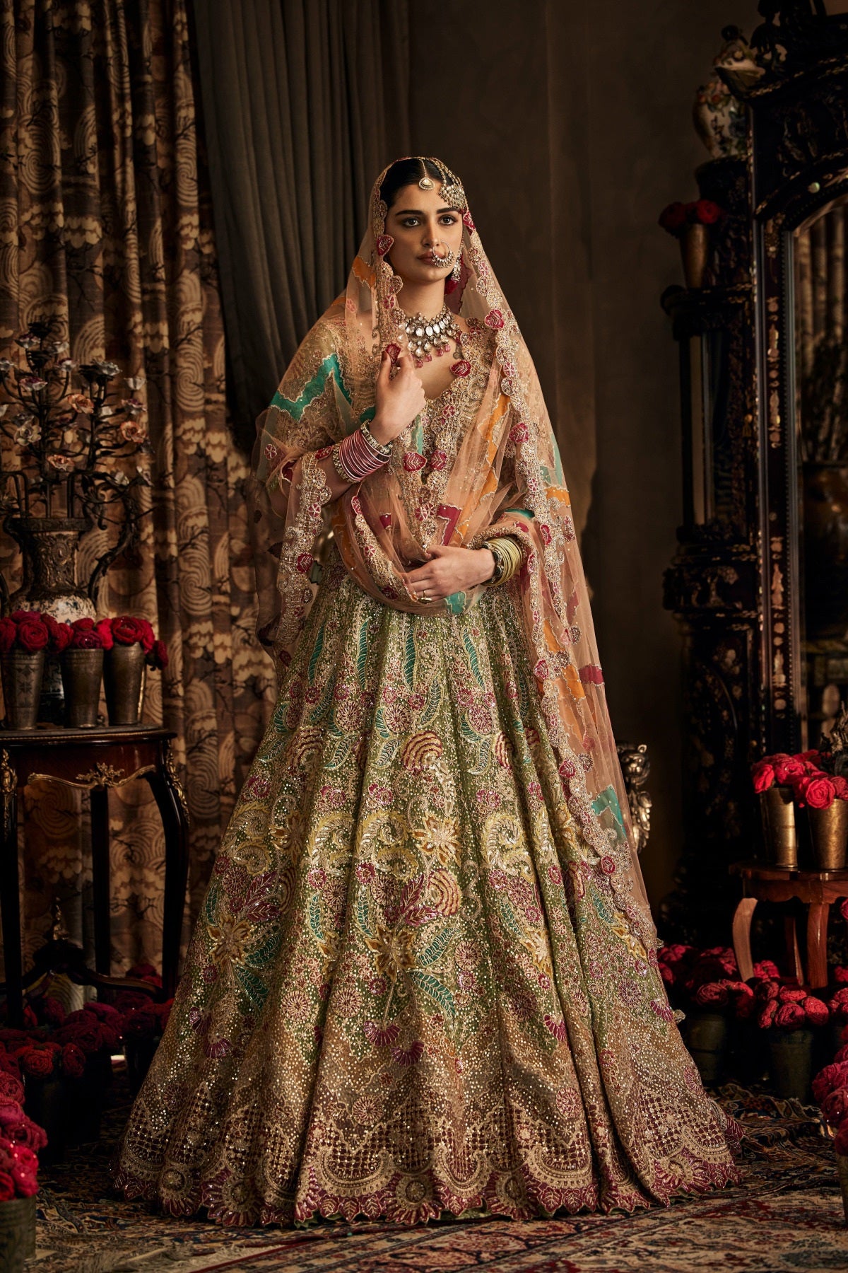 Pista Green Tulle Lehenga
