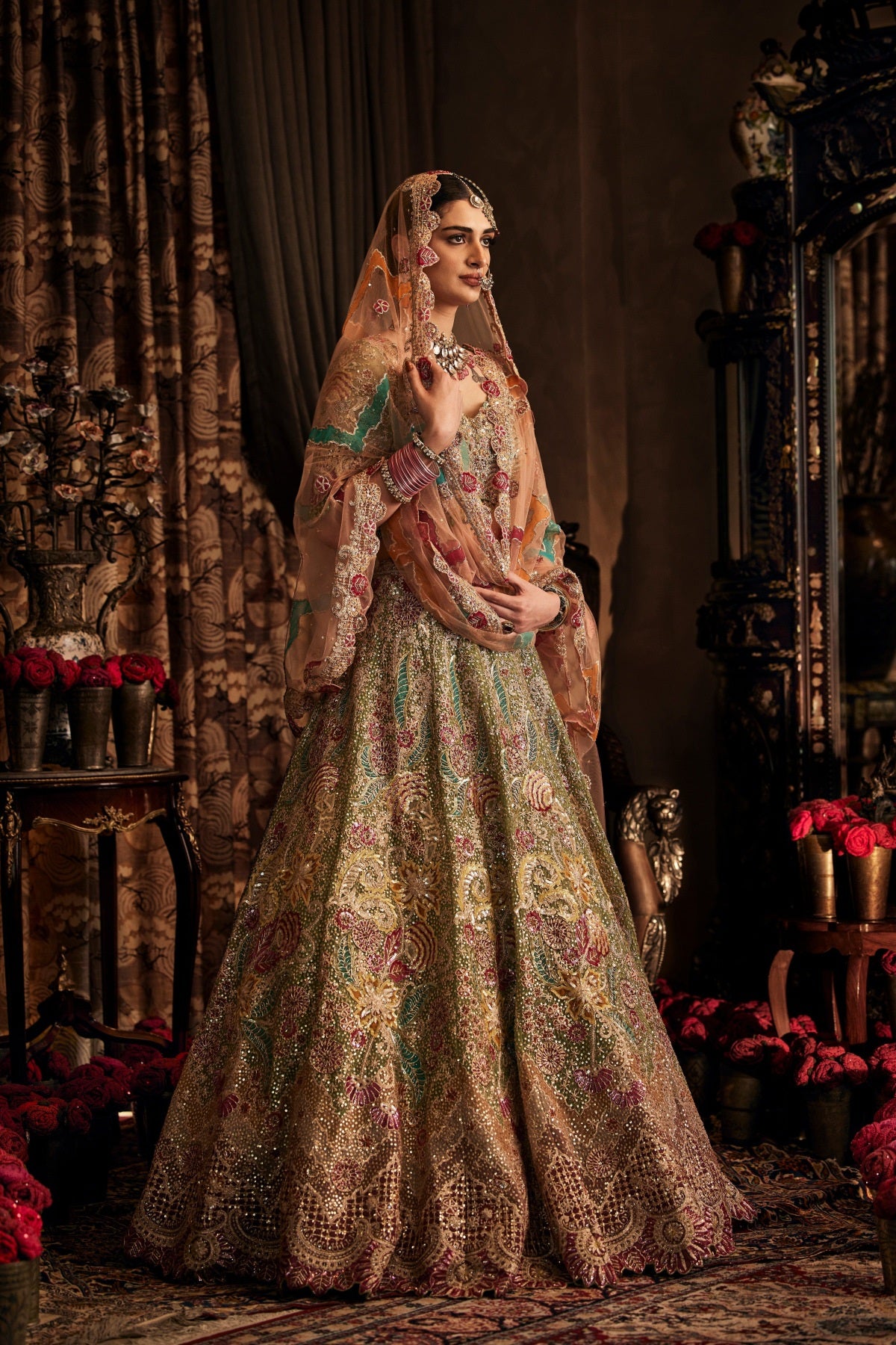 Pista Green Tulle Lehenga