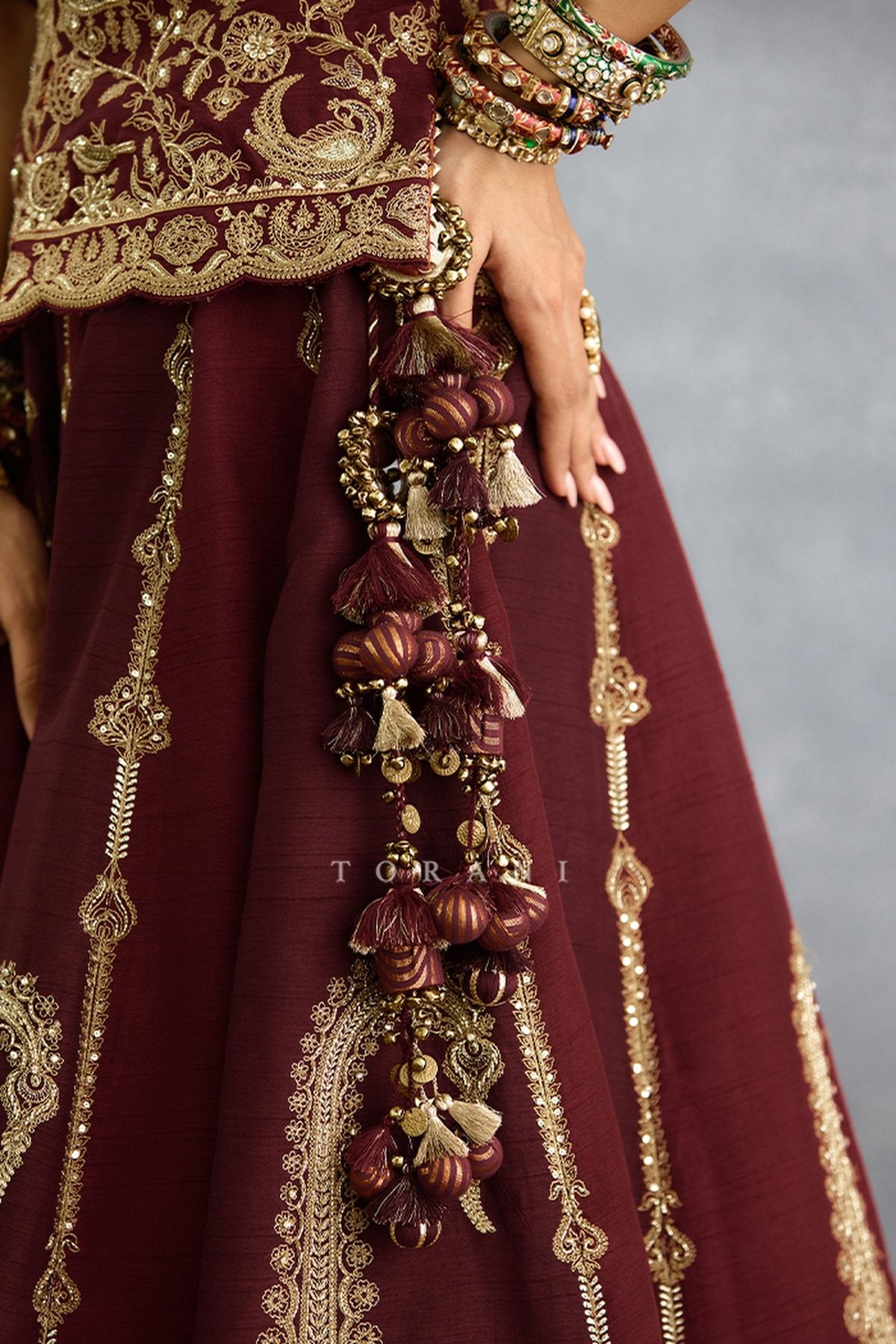 Qarmazi Mazneen Lehenga Set