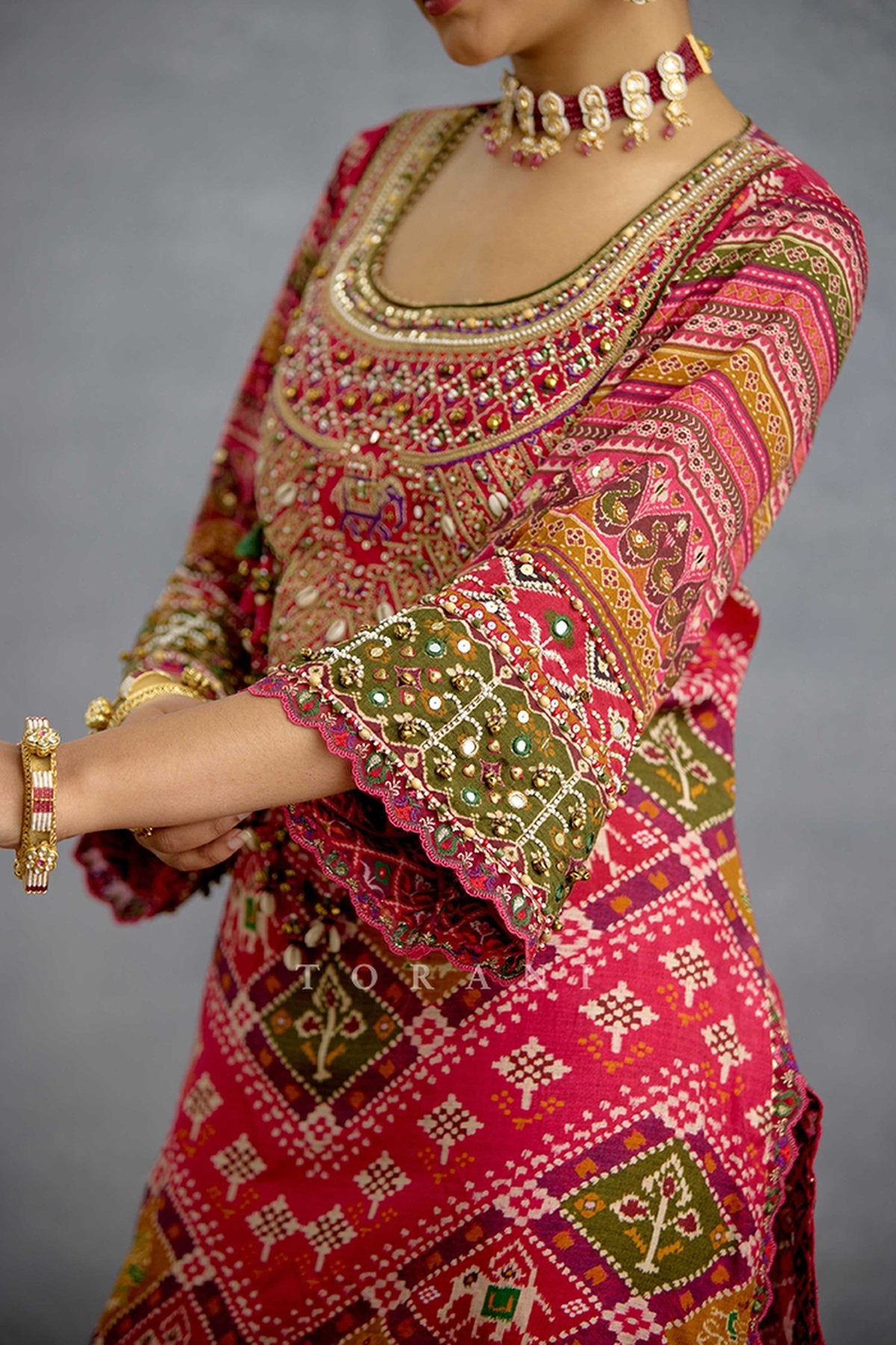 Raktangi Patola Kurta Set