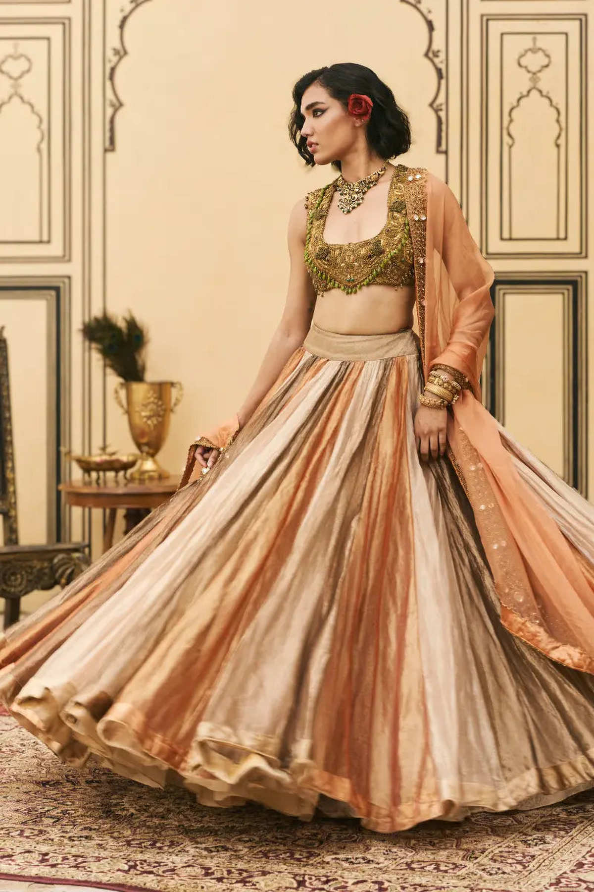 Rangbahar Tissue Brocade Lehenga Set